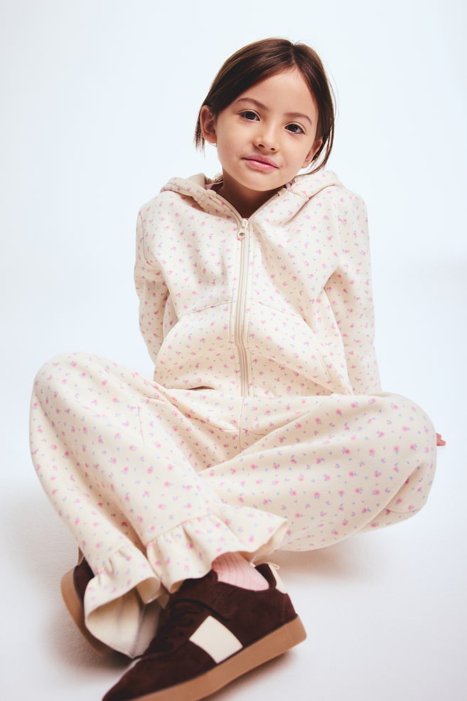 2-teiliges Sweatshirt-Set mit Print-Hellbeige/Geblümt - 5