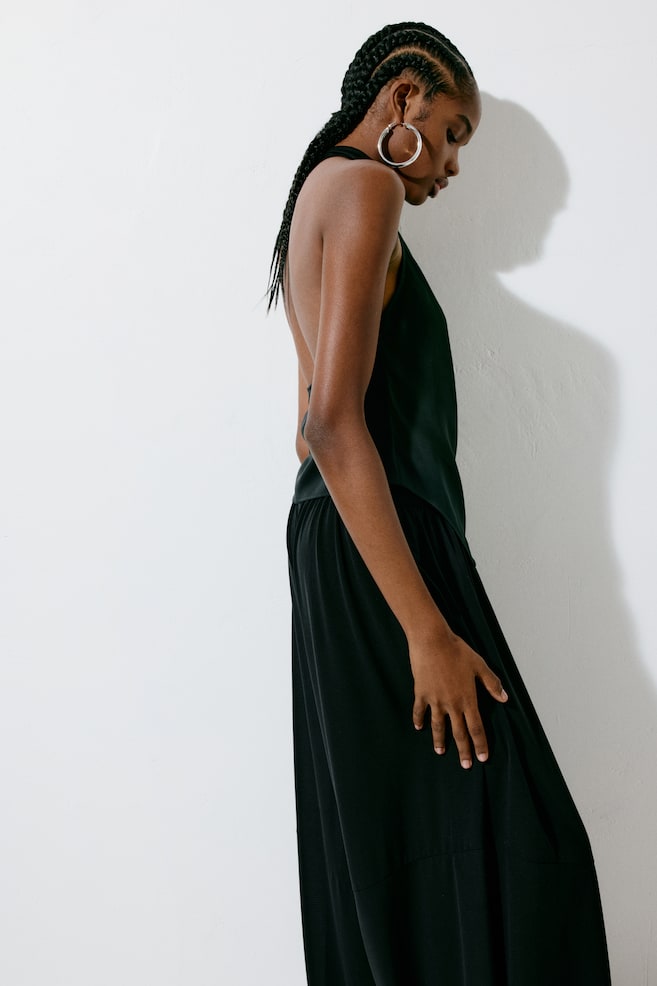 Asymmetric halterneck top-Black - 3