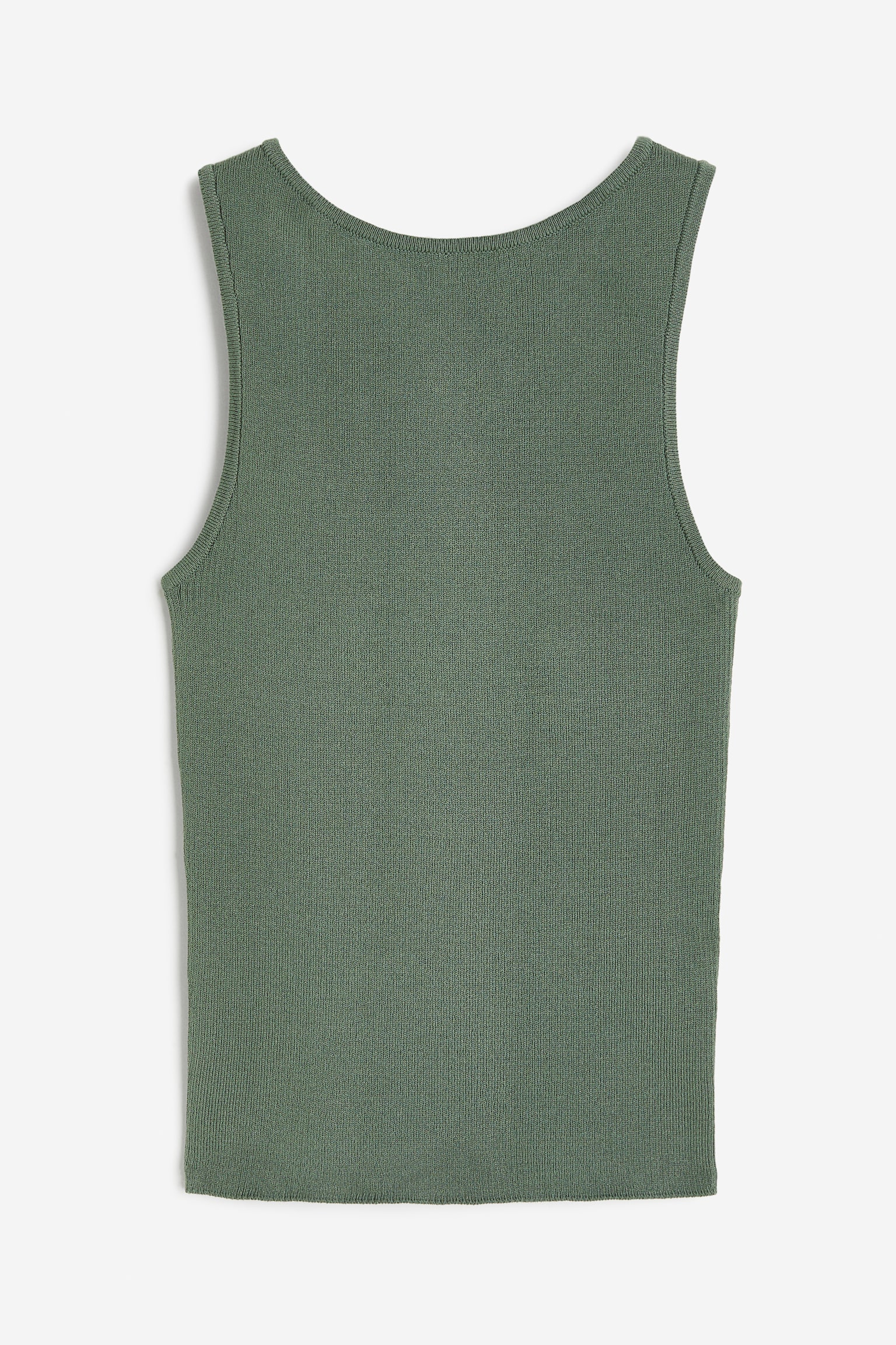 Rib Knit Cross Back Tank - Khaki green/Dark beige/Bright blue/Cream/Black - 2