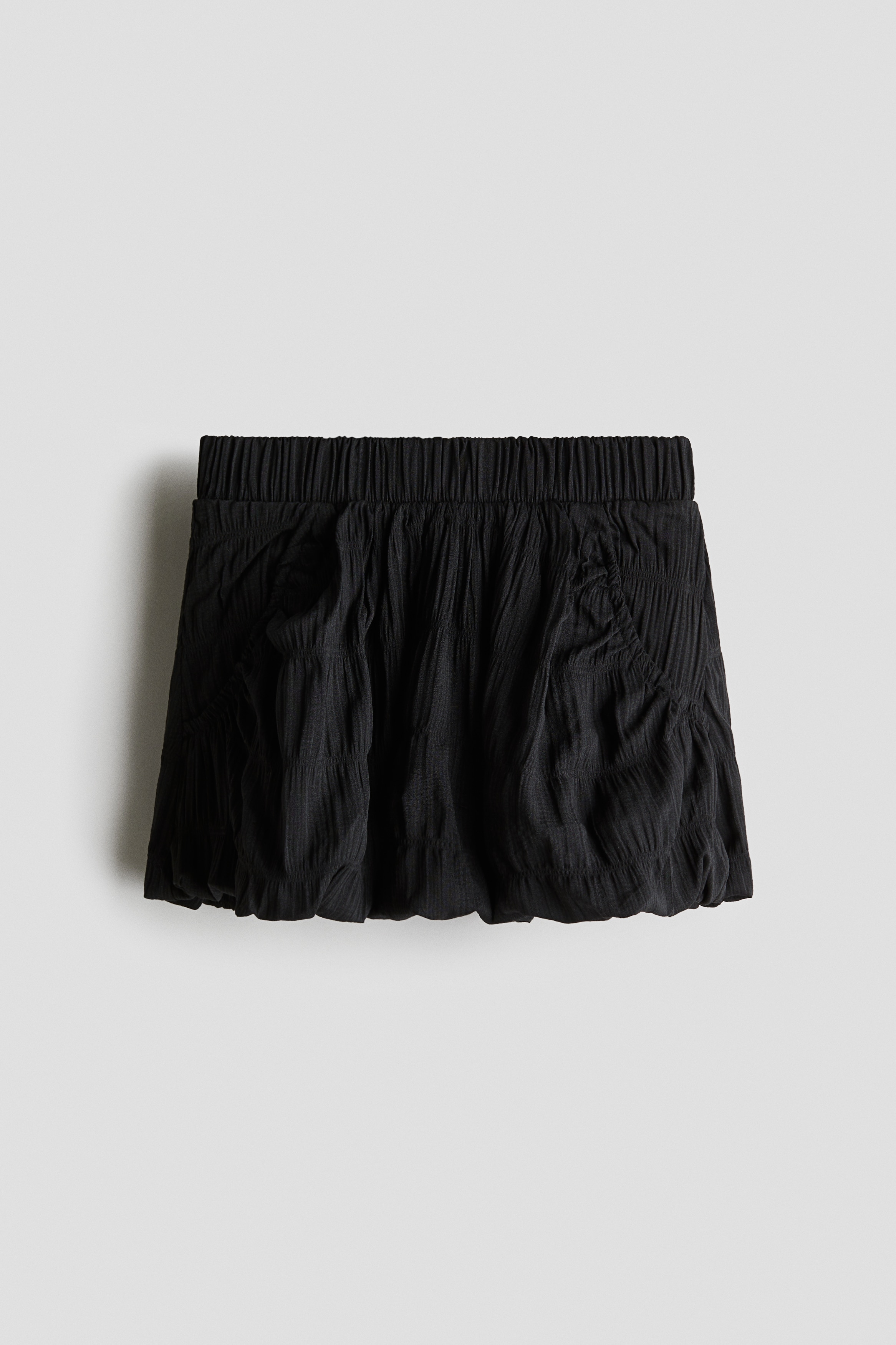 Seersucker skort - Black/White/Light blue
