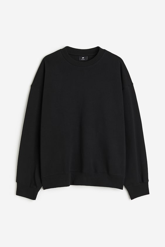 Oversized Fit Cotton sweatshirt - Black - Men | H&M GB