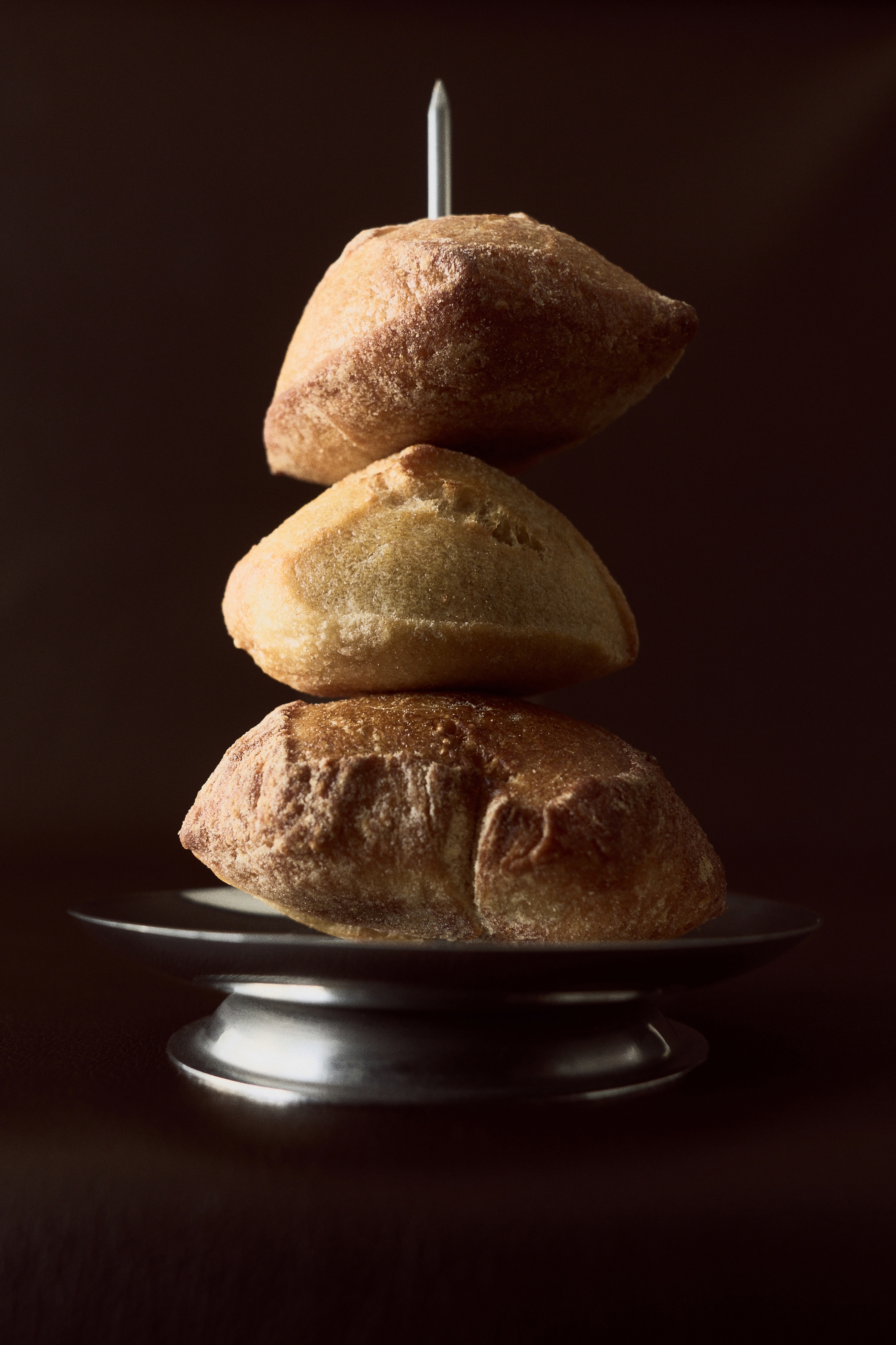 Stainless steel bread roll spike - Prateado