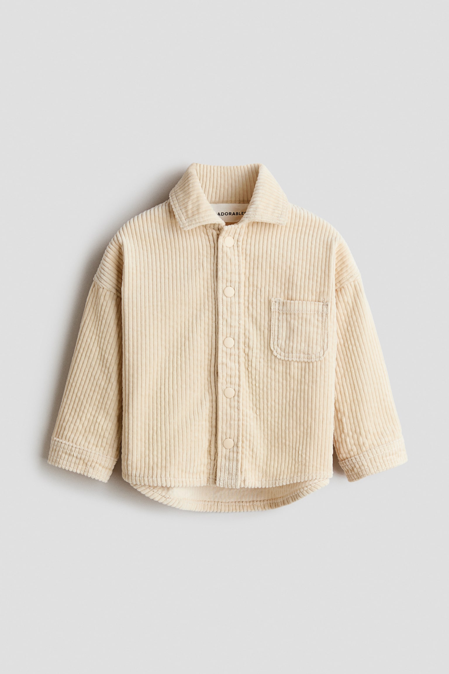 Chemise en velours de coton côtelé - Beige clair/Rouge