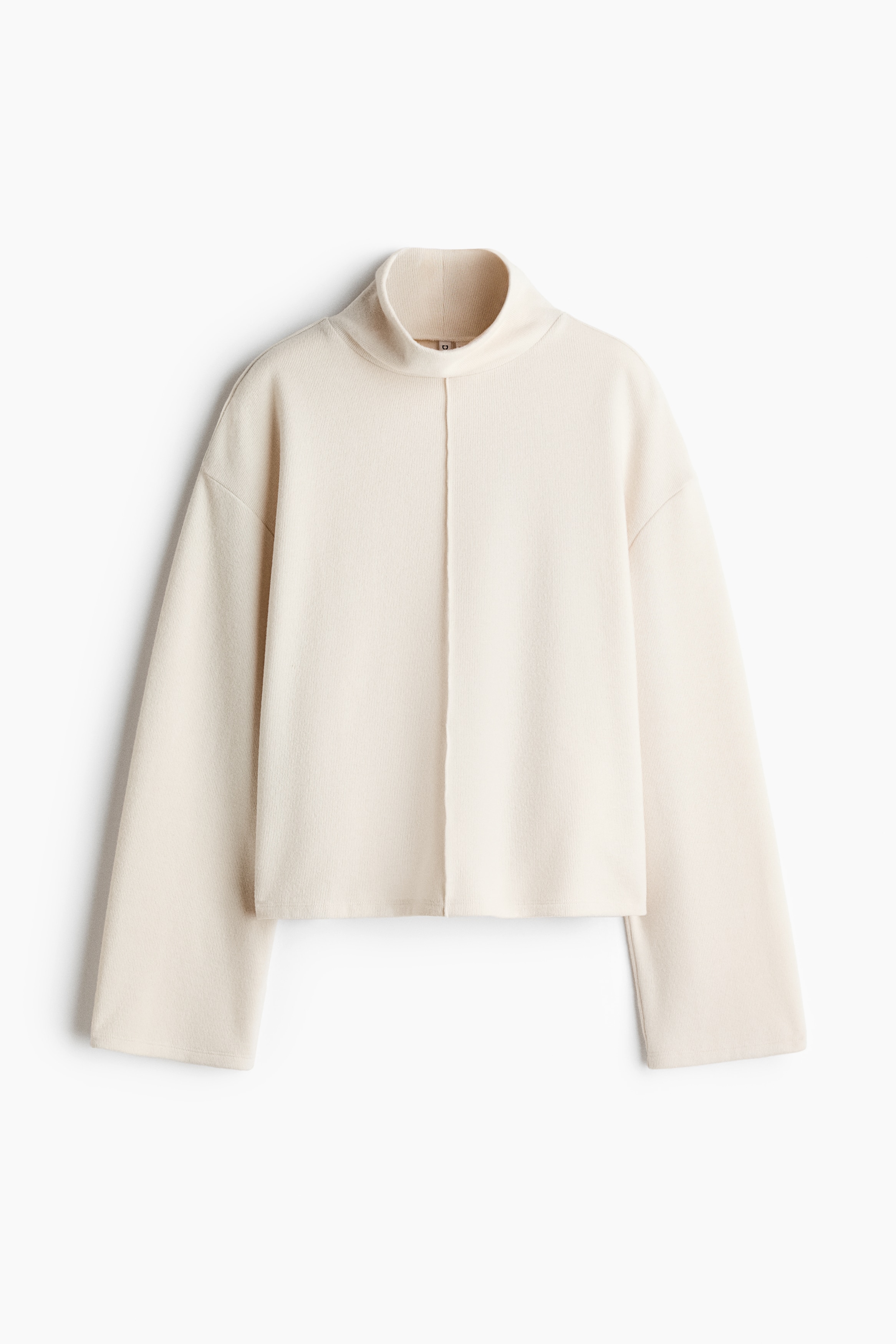 Loose-Fit Mock Turtleneck Sweater - Cream/Dark rust brown