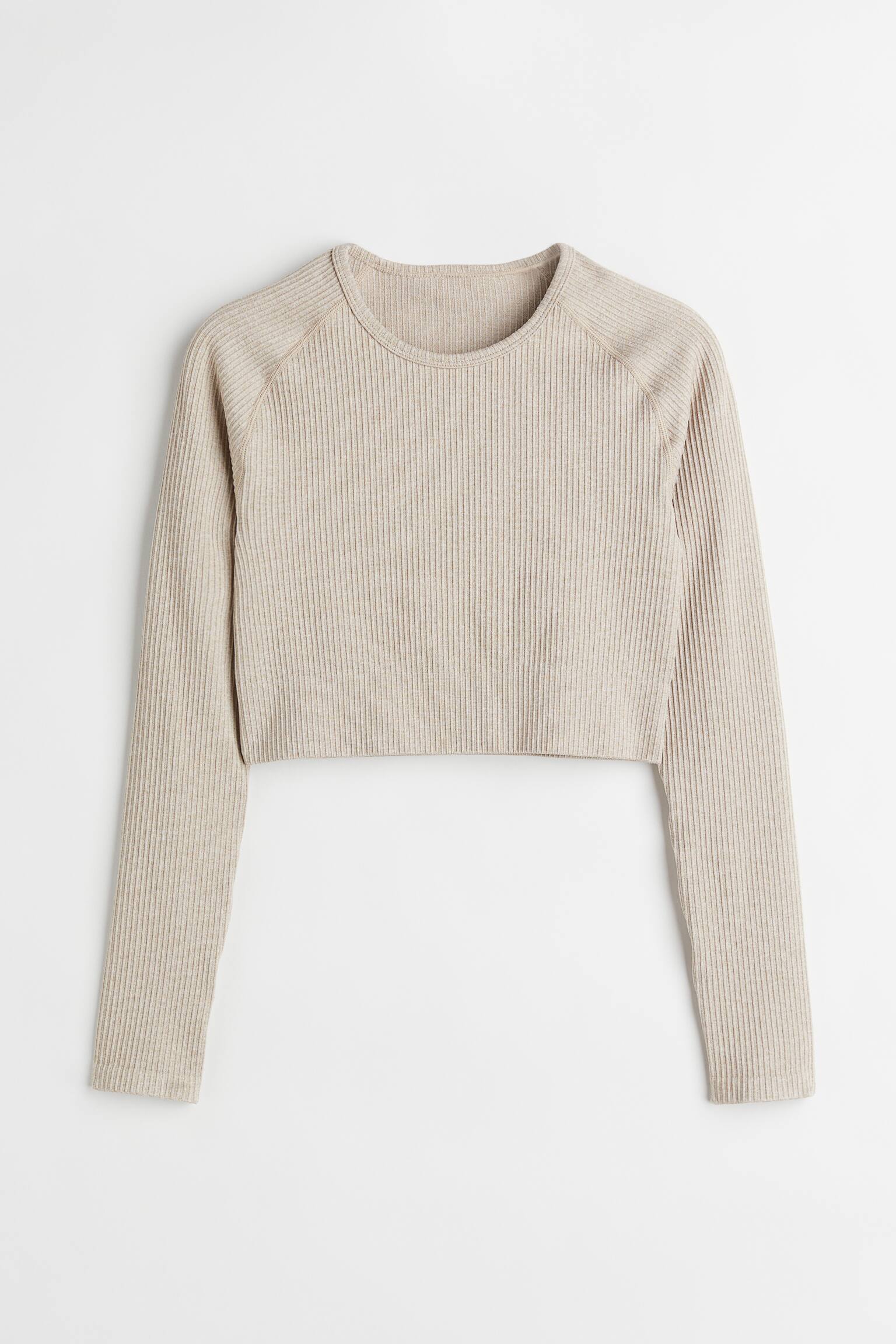 Ribbed Seamless Crop Long Sleeve - Rundausschnitt - Langarm 