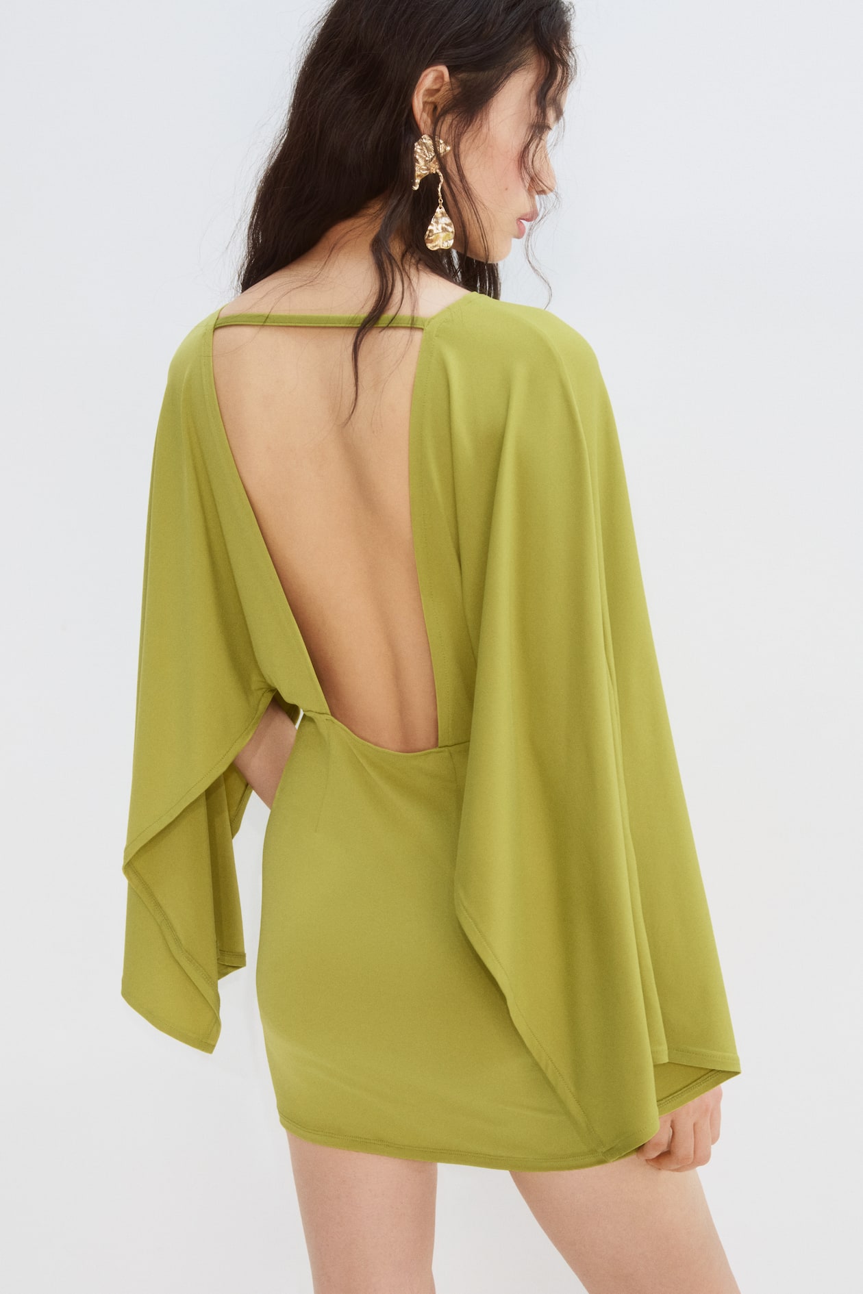 Cape-Sleeved Fine-Knit Dress - image 3