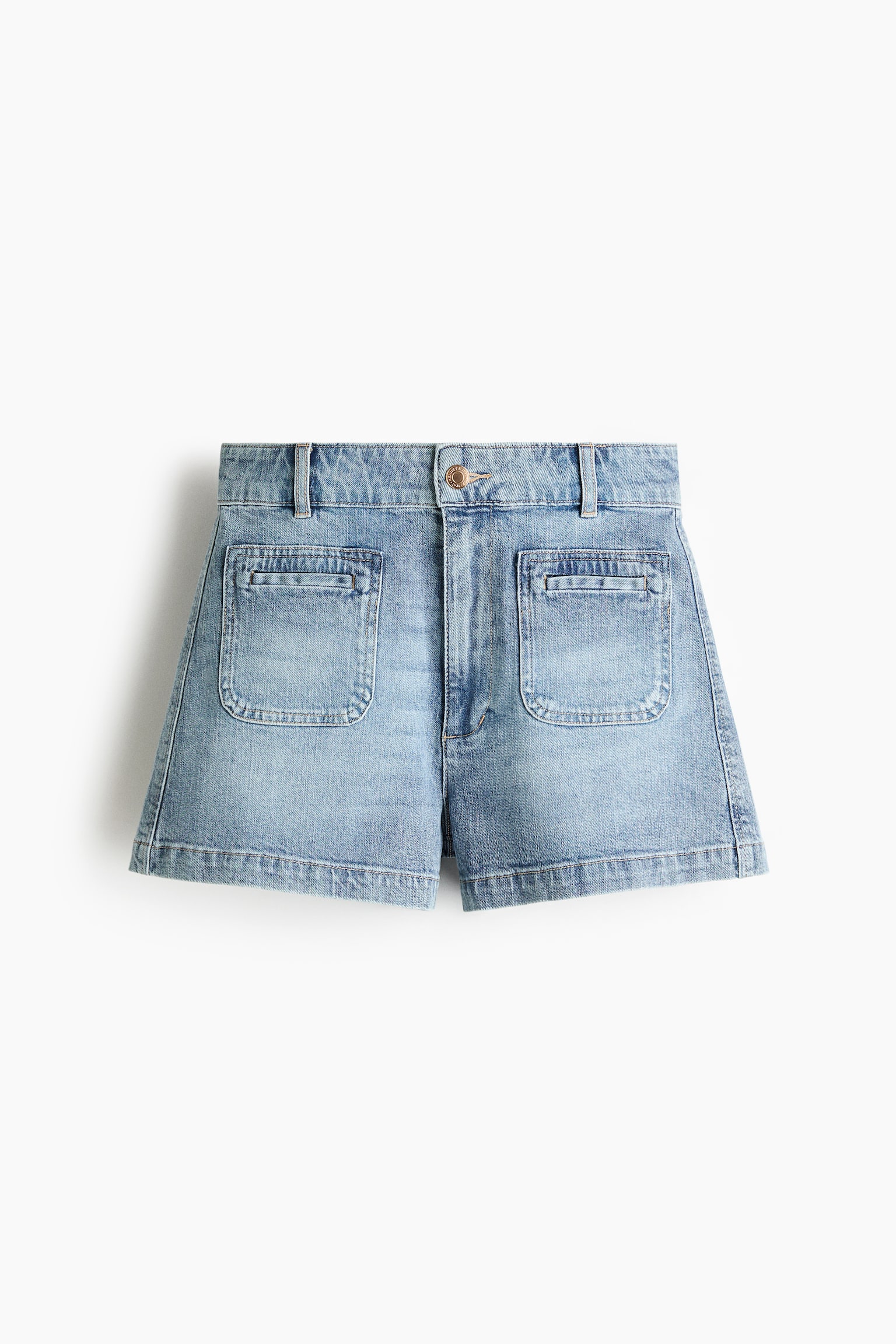 Shorts i denim med høj talje - Lys denimblå/Creme/Denimblå - 1