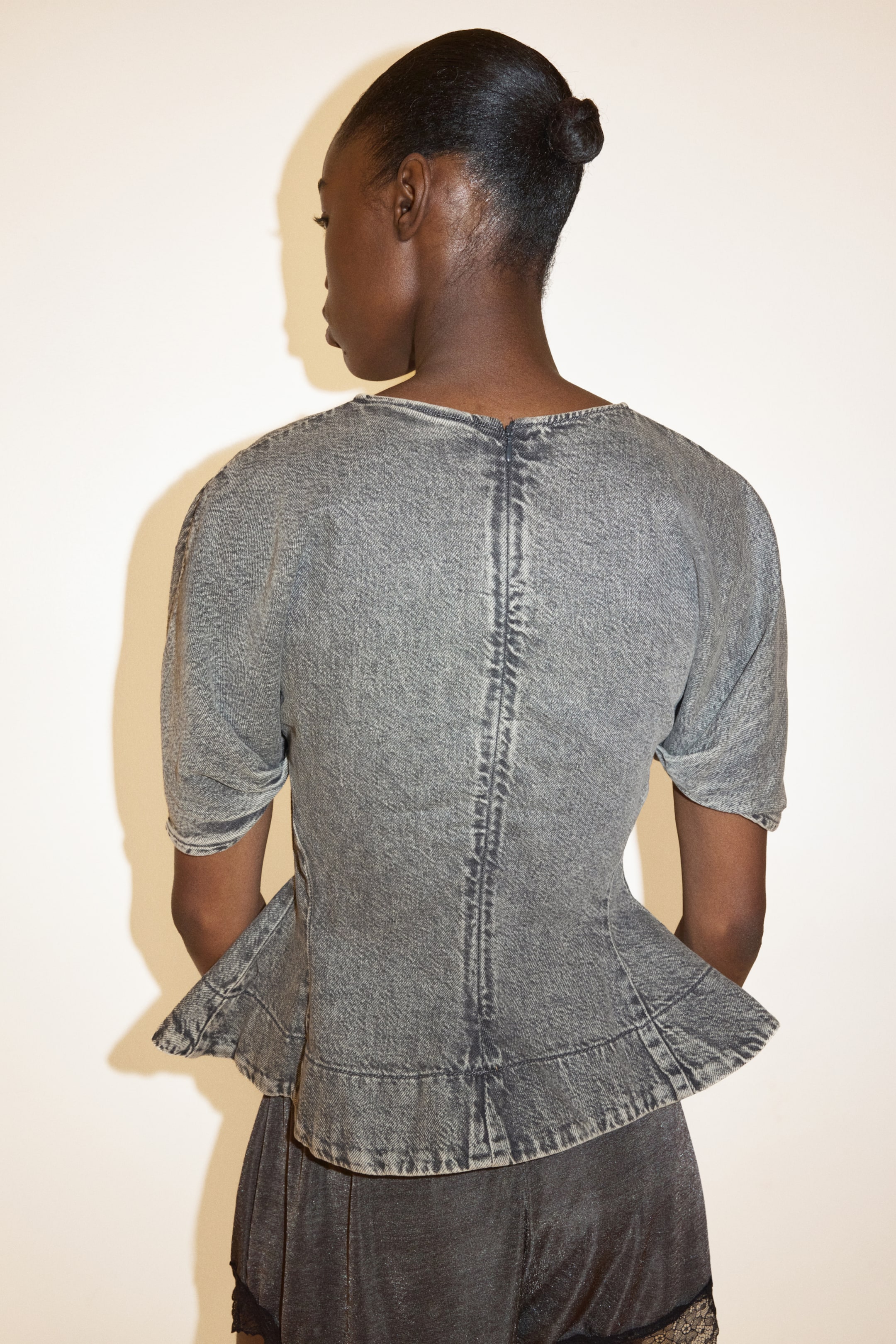 Denim Peplum Blouse