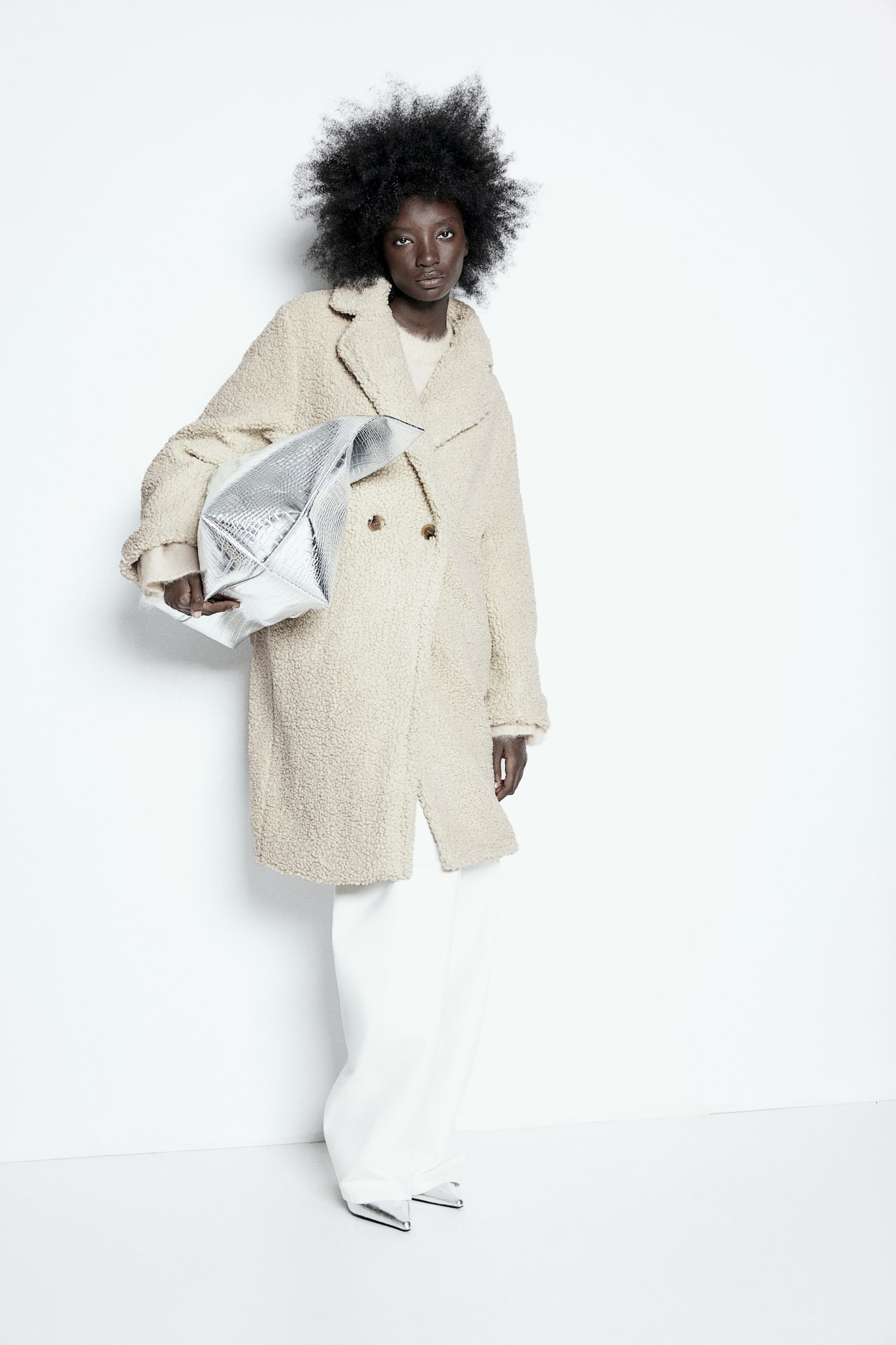 Pile coat - Light beige/Dark mole/White - 1