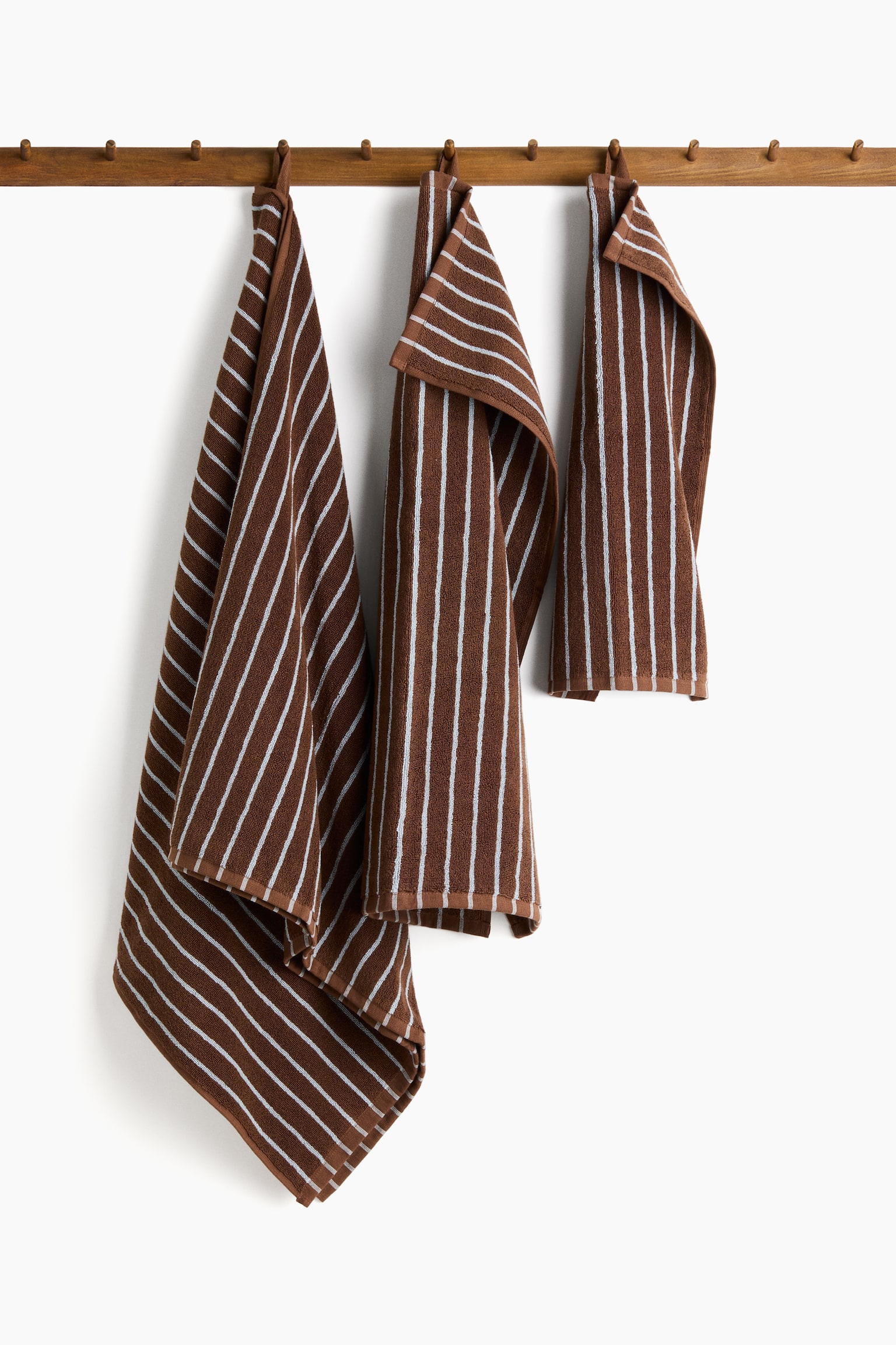 Striped bath towel - Brown/Striped/Light pink/Terracotta striped/Light beige/White/Light blue/Beige striped/Yellow/White striped - 4
