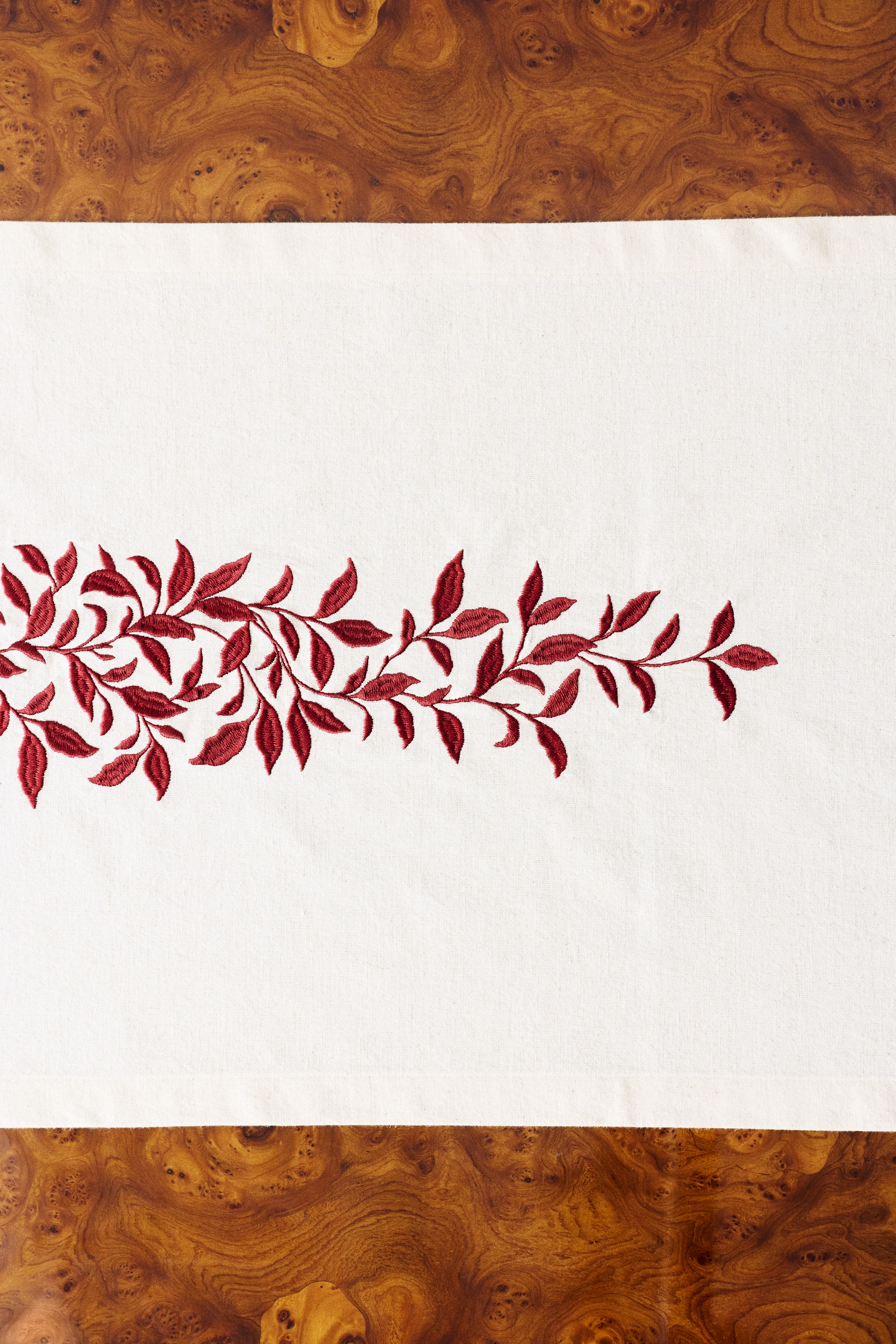 Embroidered Linen-Blend Table Runner