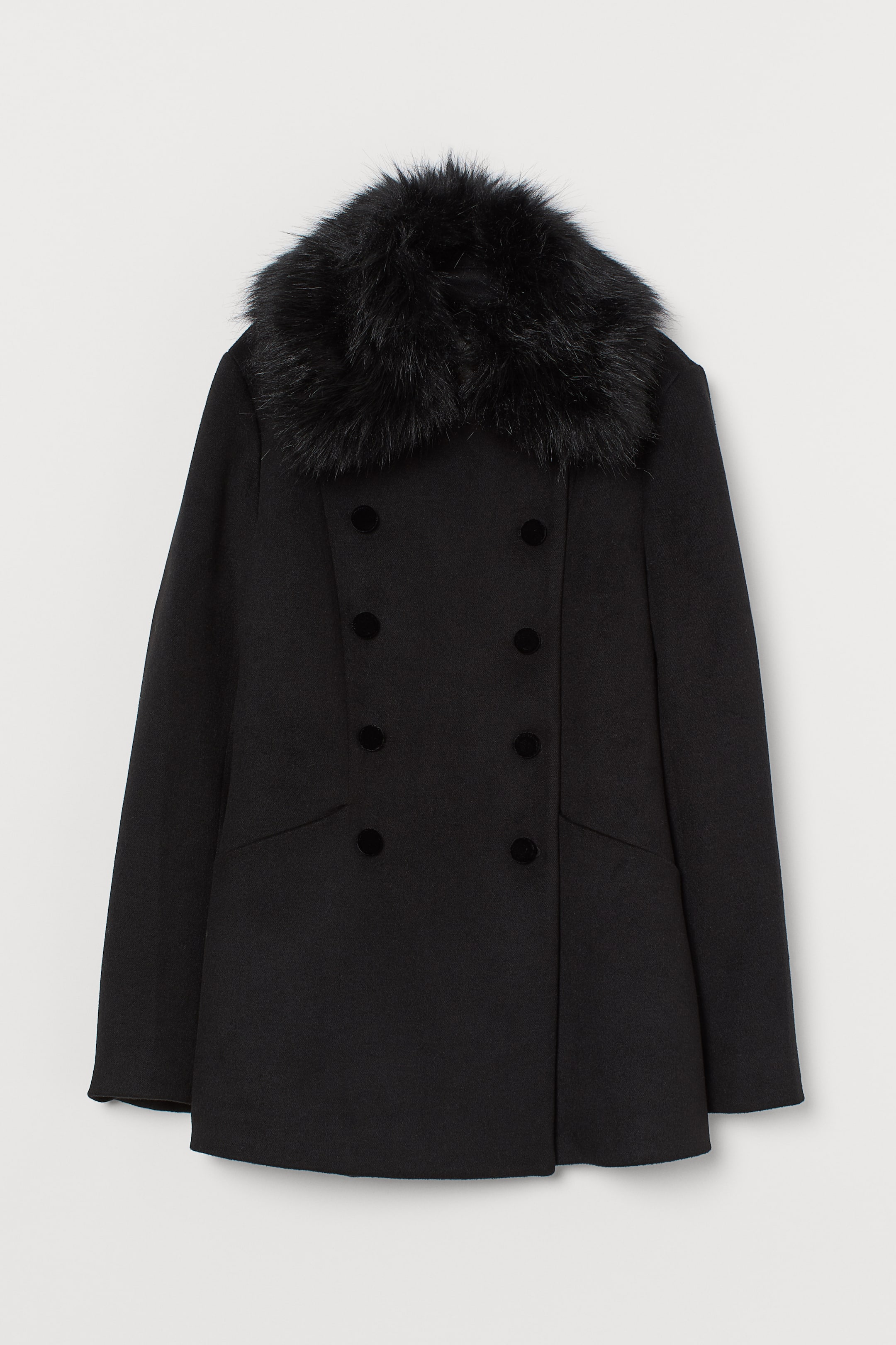 Προβολή μεγαλύτερης εικόνας: Coat with a faux fur collar - Black - Ladies | H&M GR 1