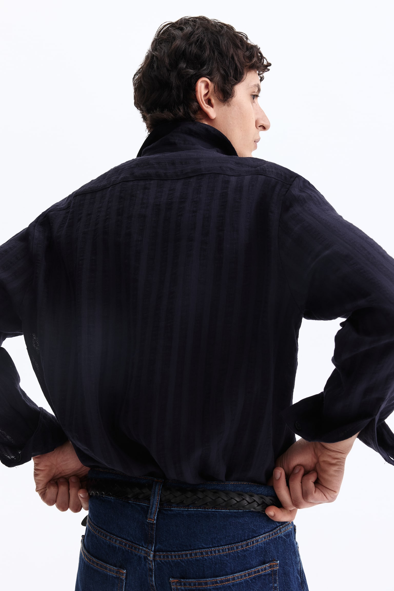 Áo sơ mi cổ hai ve dài tay Regular Fit - Màu xanh dương đậm - 7