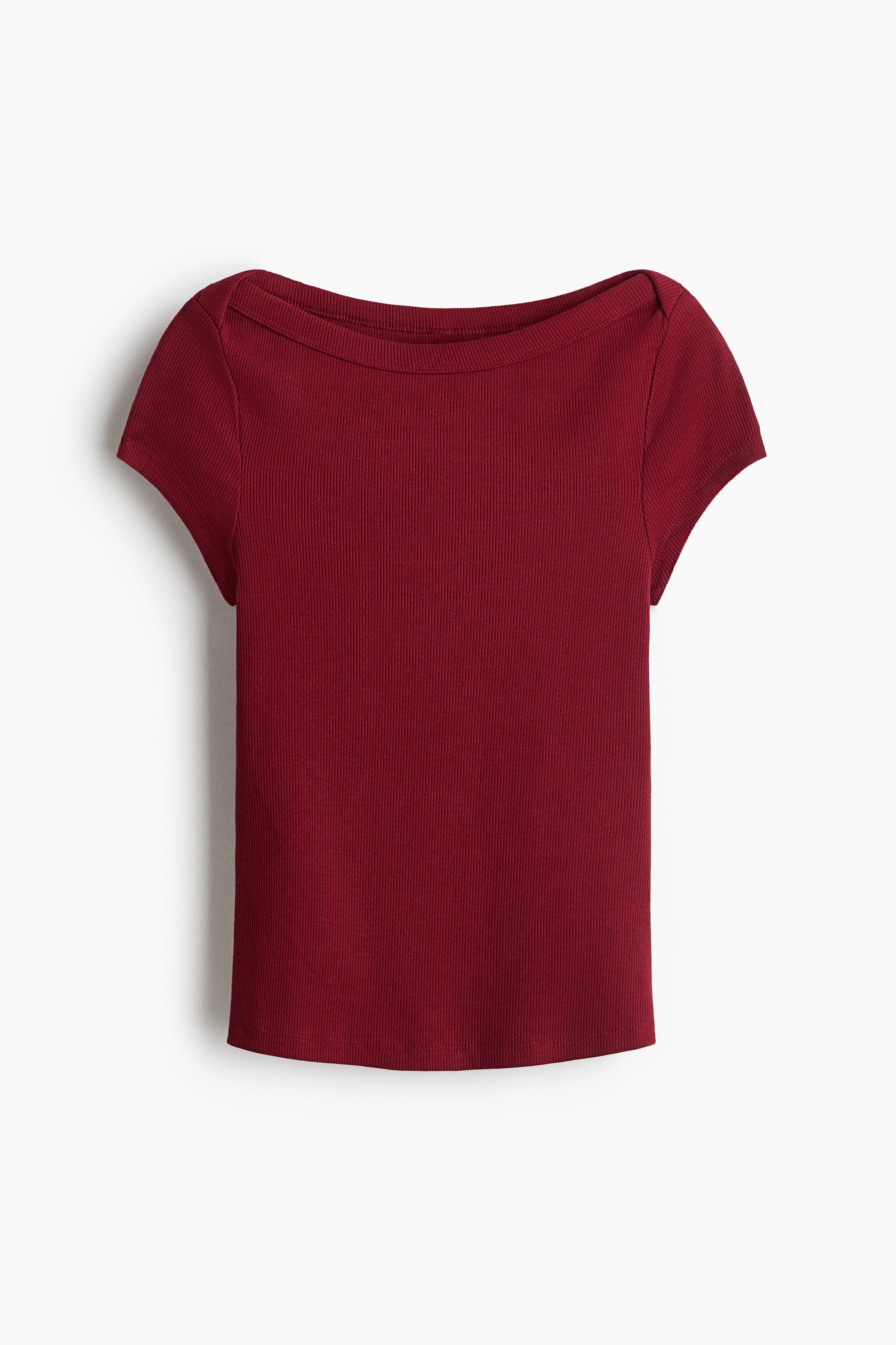 Ribbed boat-neck top