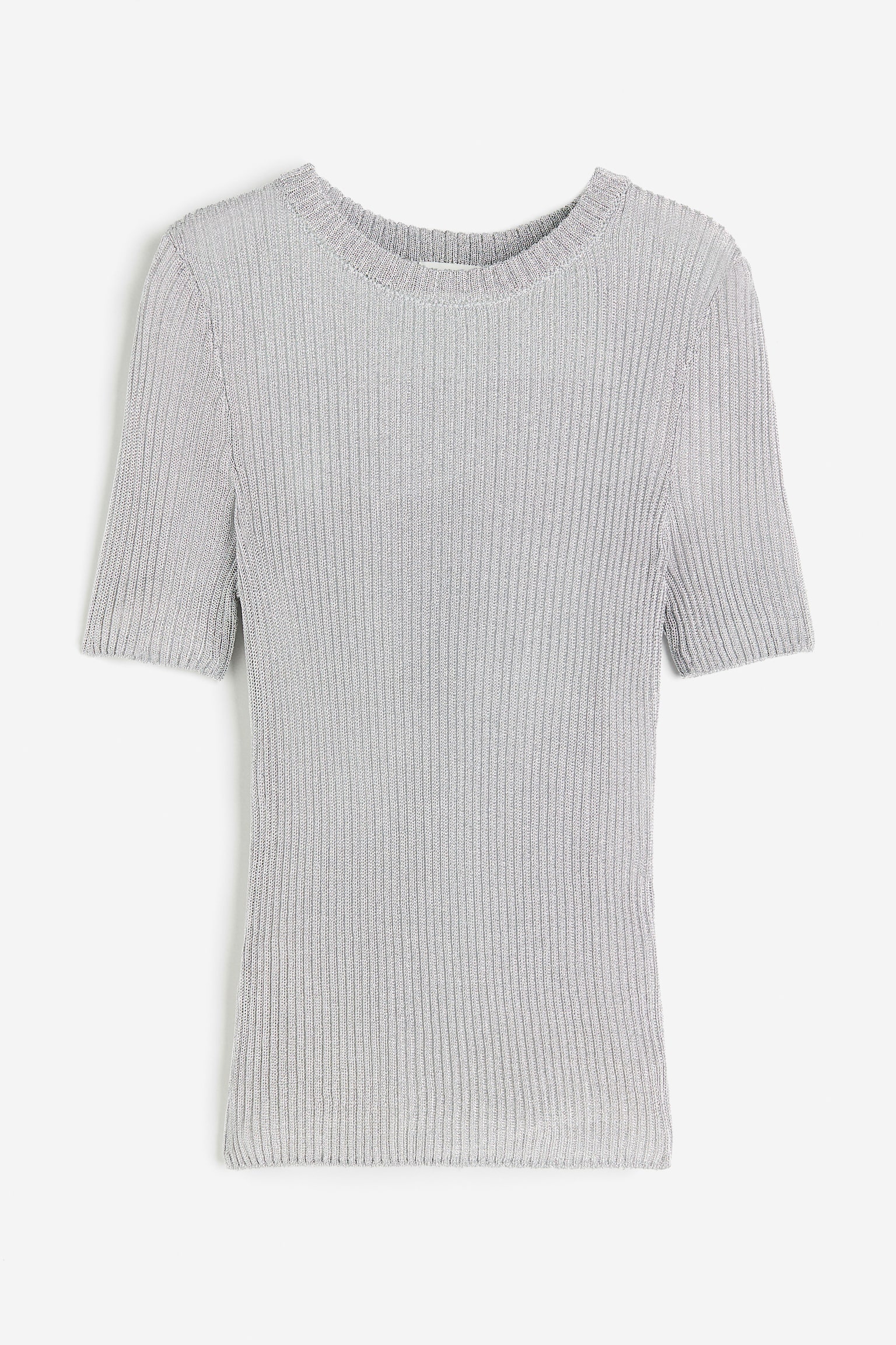 Metallic rib-knit top - Silver-coloured/Bronze-coloured/Grey/Silver-coloured - 1