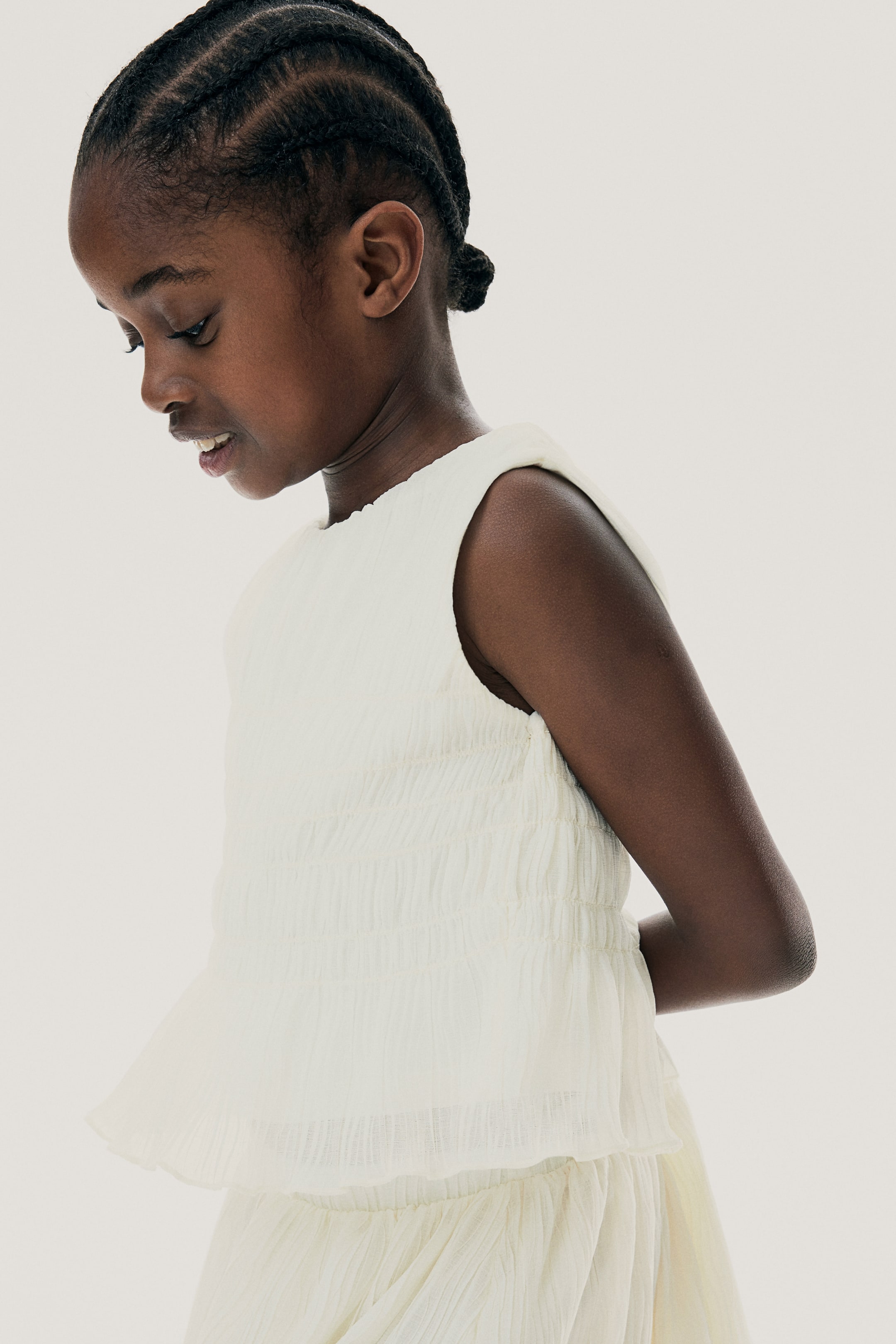 Smocked peplum top - Cream - Kids | H&M GB 3