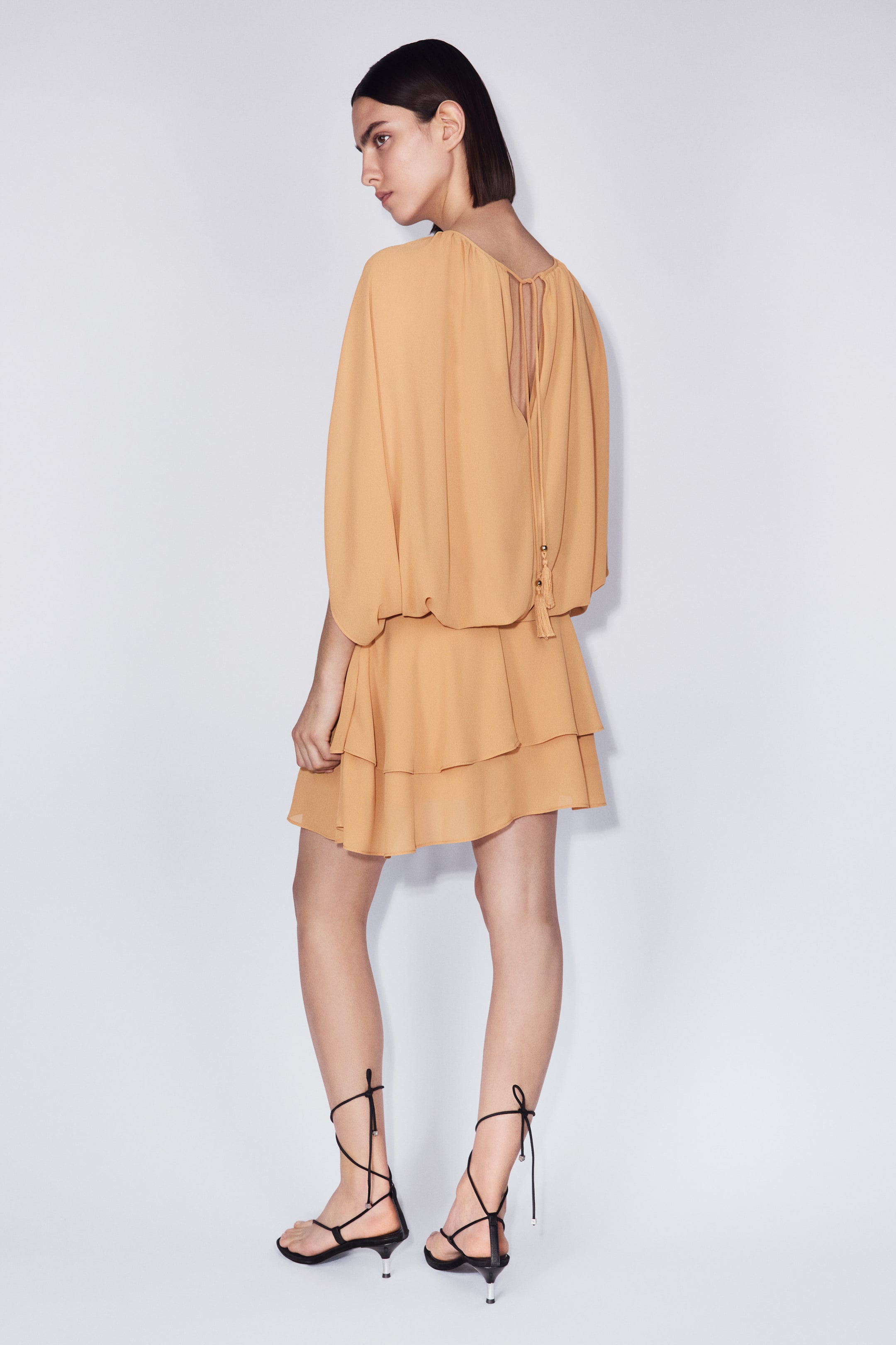 Cape-Detail Chiffon Dress
