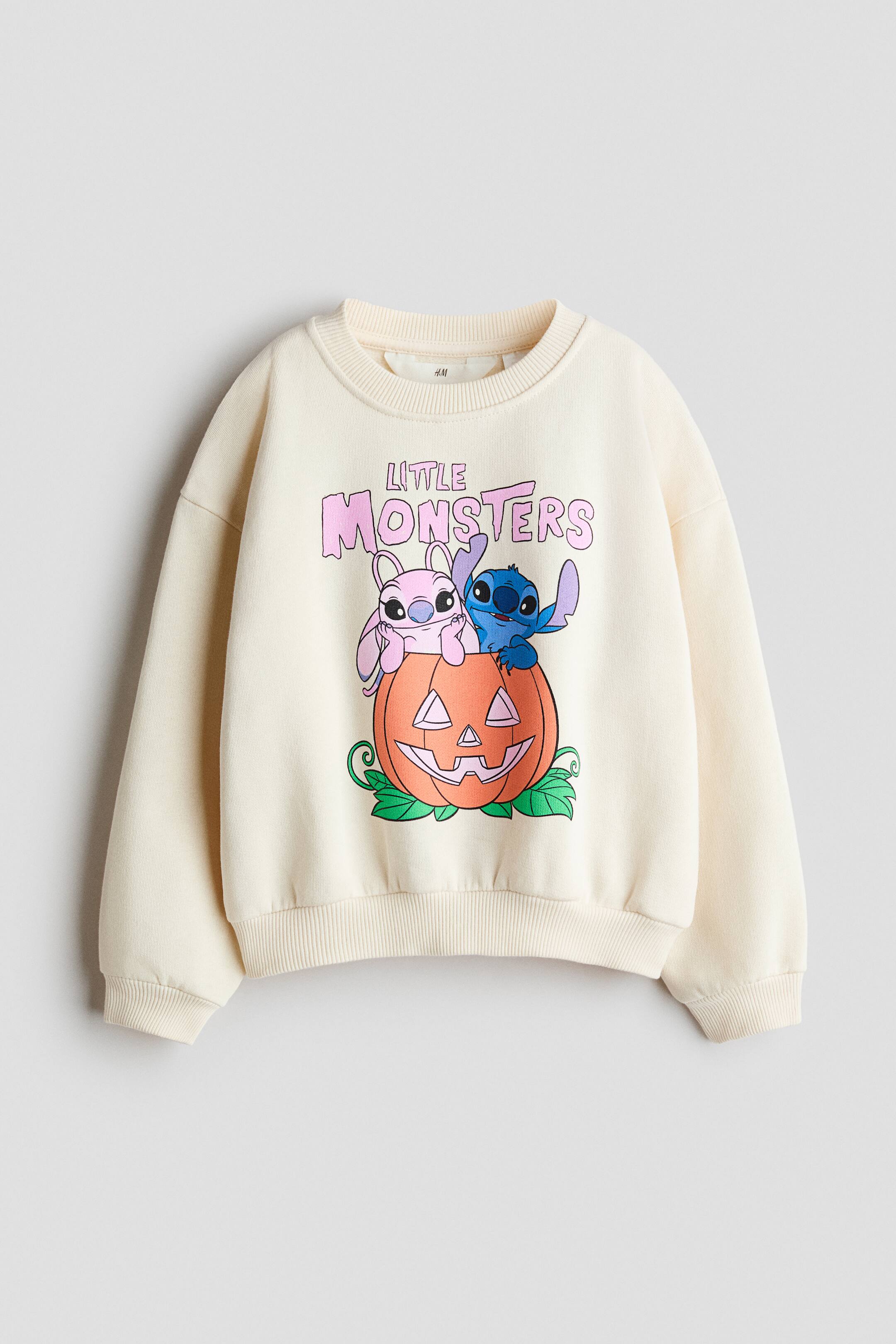 View larger image: Oversized printed sweatshirt - Light beige/Lilo & Stitch - Kids | H&M 1