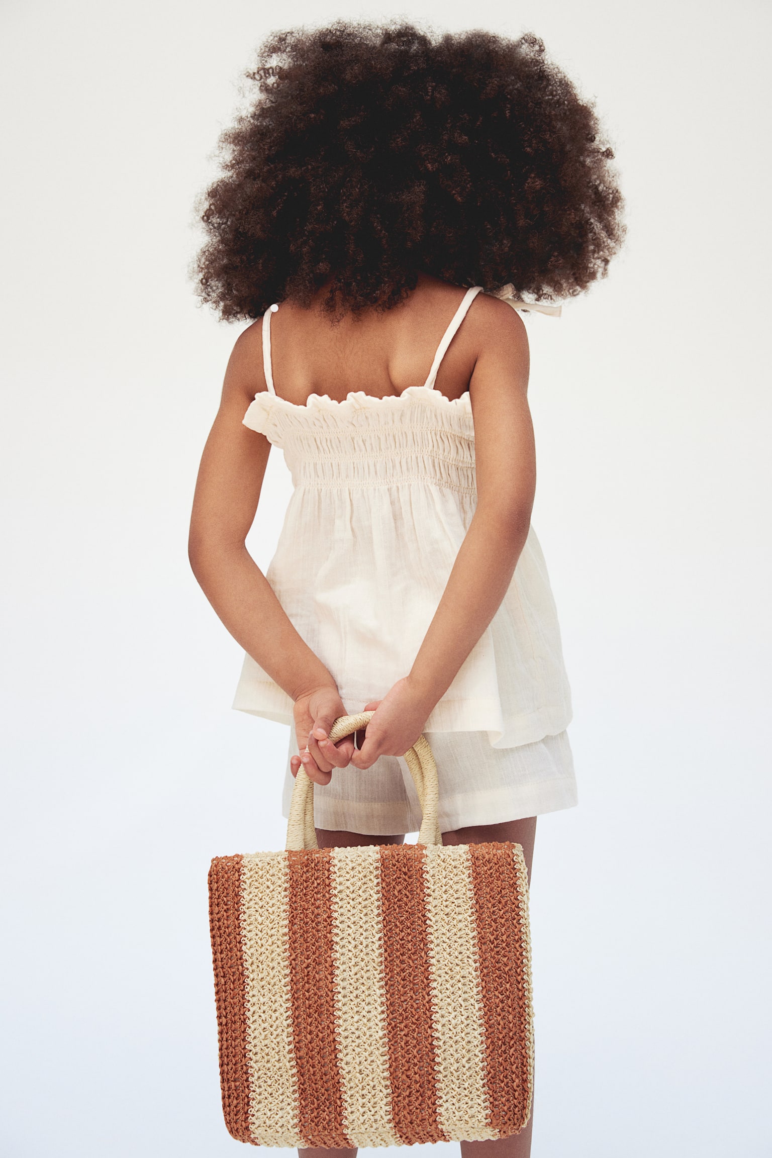 Straw shopper - Light beige/Striped - 3