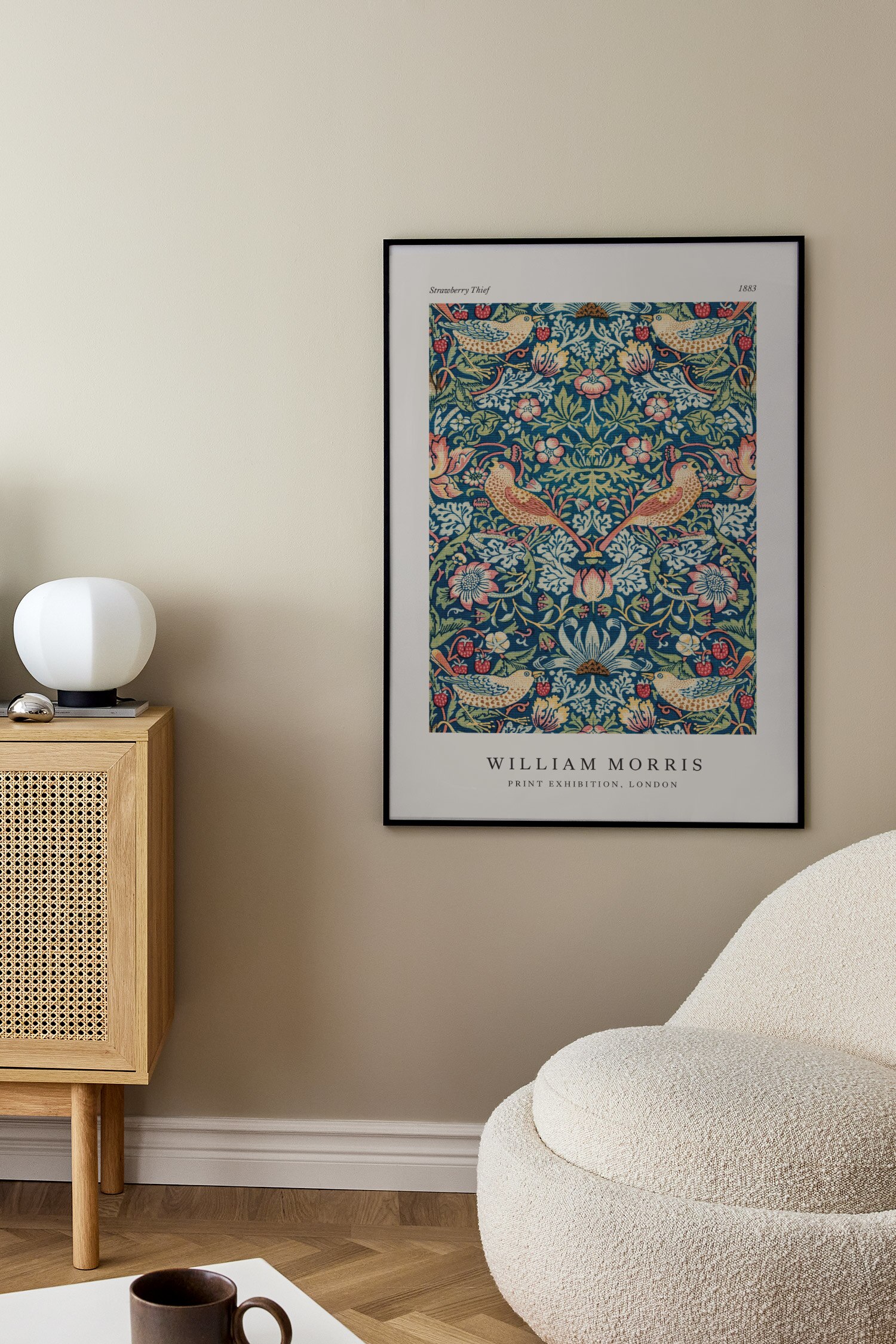 Strawberry Thief By Morris Poster - Beige/blau/grün