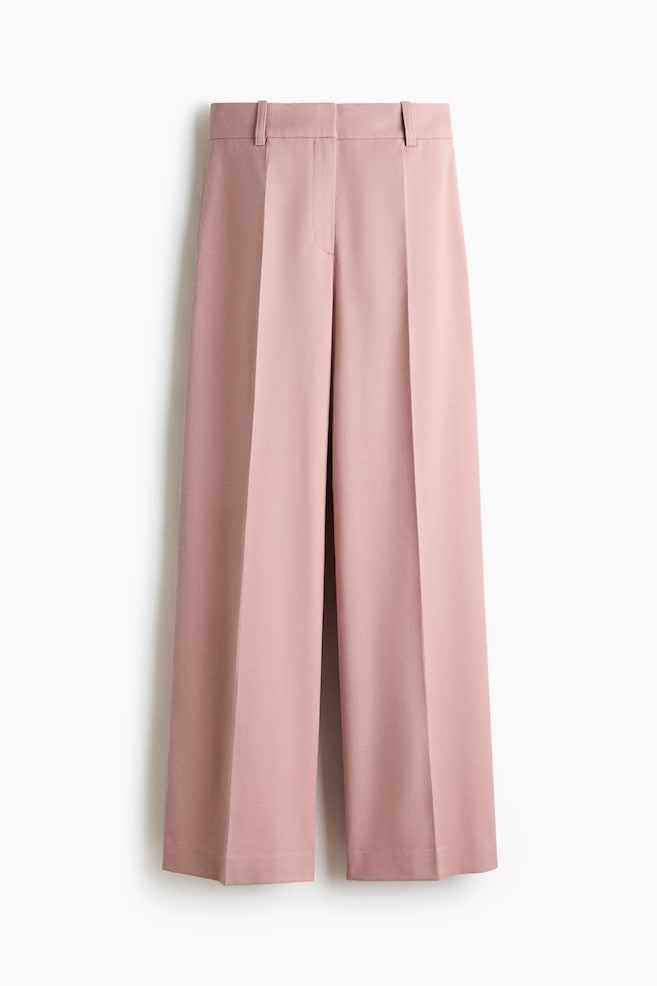 Elegante Hose mit weitem Bein - Hellrosa/Dunkelbraun/Cremefarben - 1