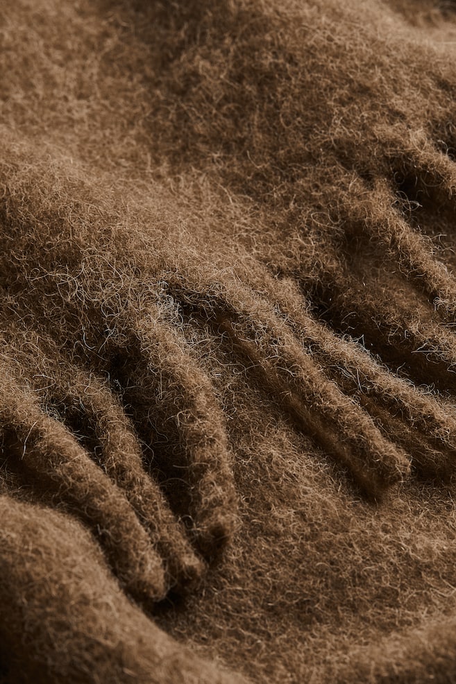 Plaid en laine mélangée - Marron foncé/Beige clair - 3