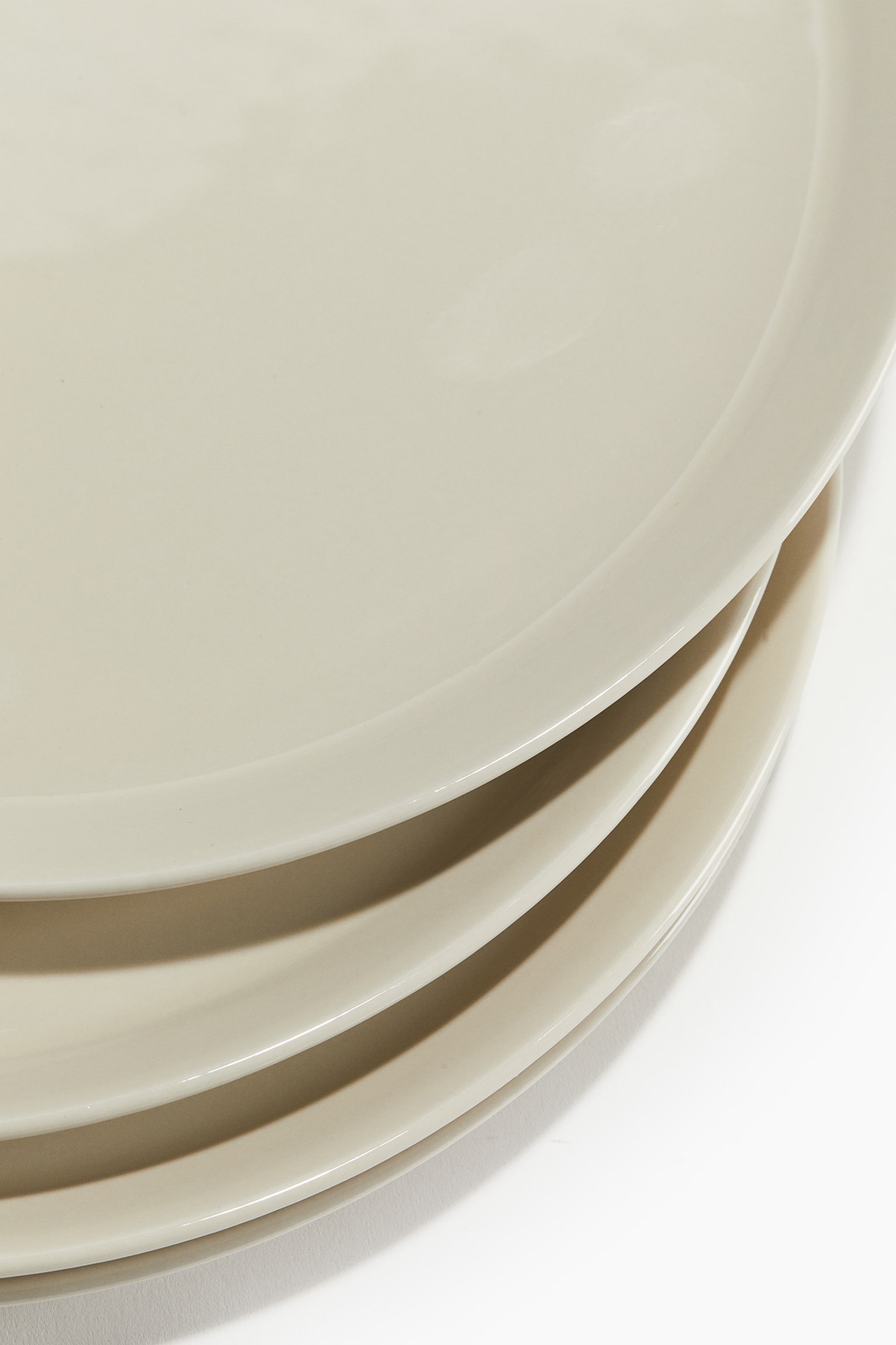 Lot de 4 grandes assiettes en grès cérame - Blanc - 4