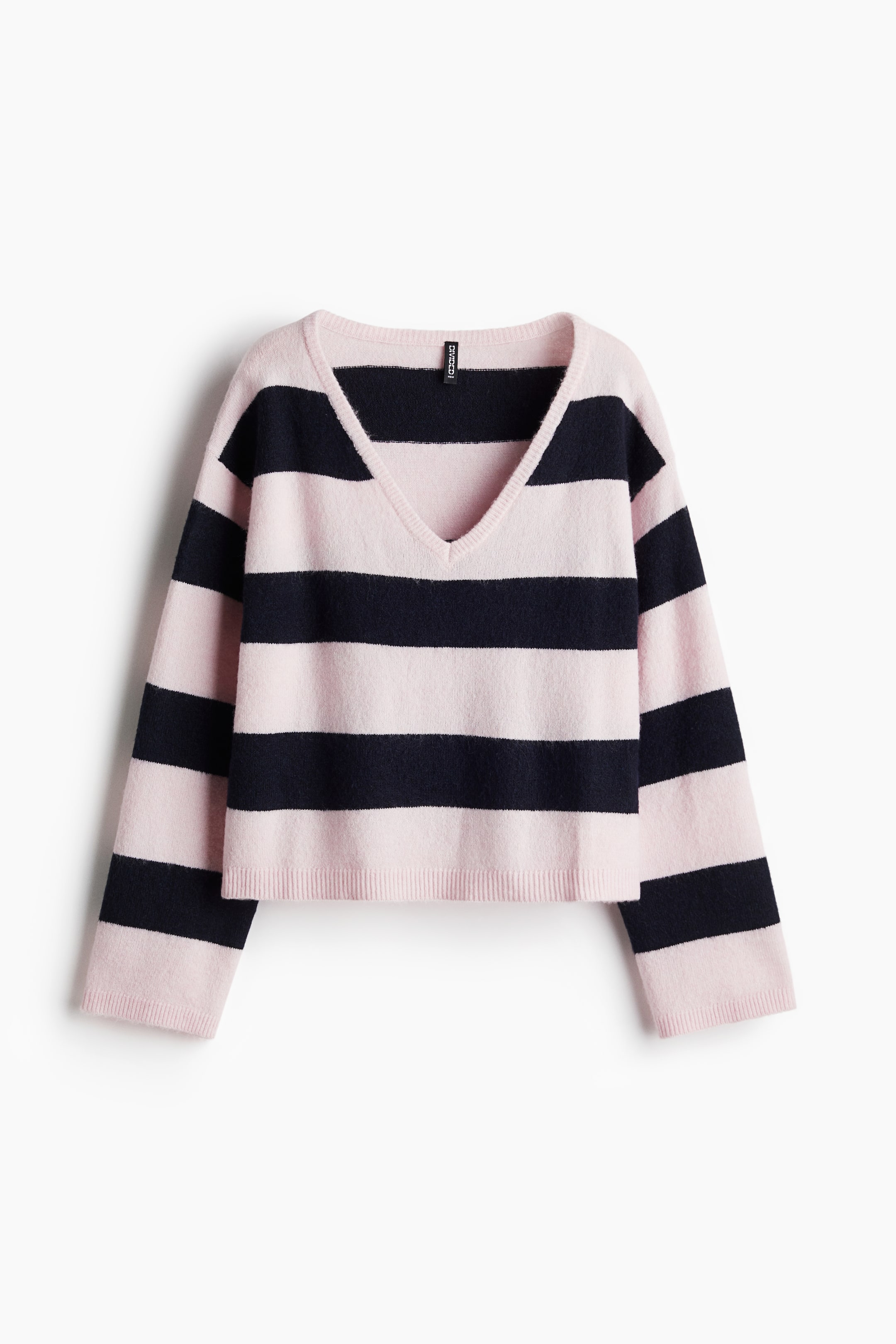 Fine-knit V-neck jumper - Light pink/Striped - Ladies | H&M 5