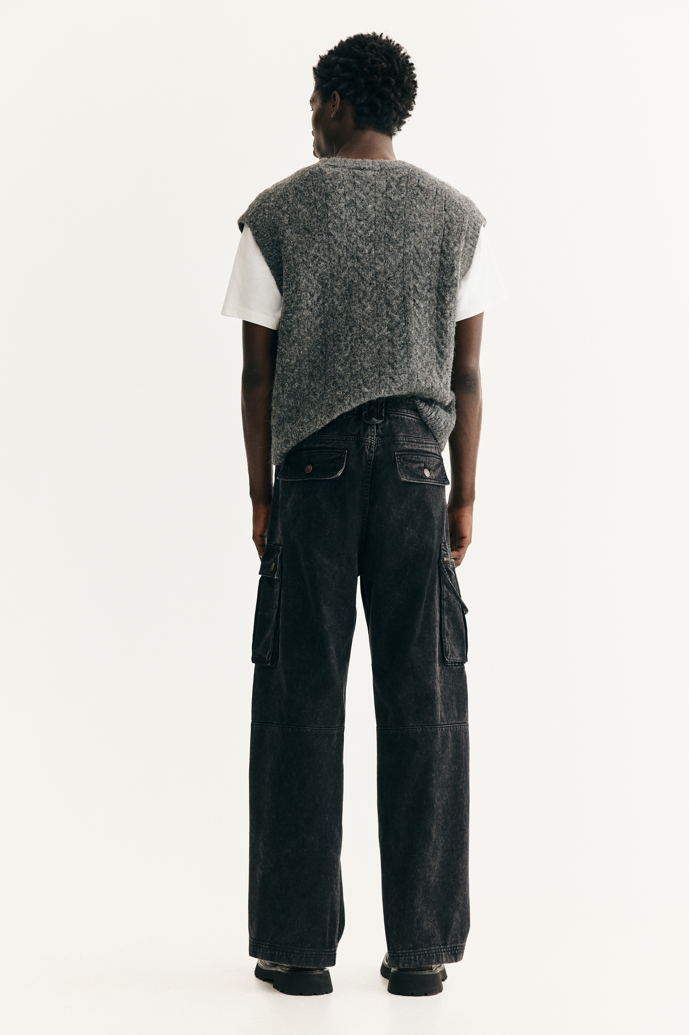 ルーズカーゴデニム - ブラック - Men | H&M JP ルーズカーゴデニム - ブラック - Men | H&M JP