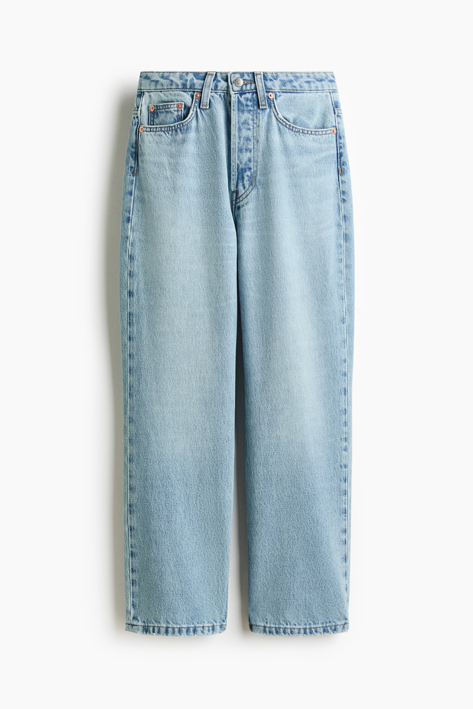 Straight High Waist Ankle Jeans - Helles Denimblau/Denimblau/Weiß/Beige/Denimblau/Ausgewaschenes Schwarz - 2