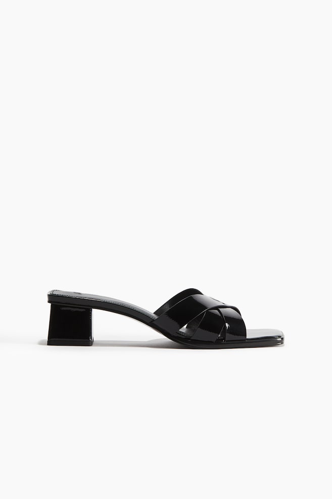 Sandales à talon bloc - Noir/Beige/motif peau de serpent - 1