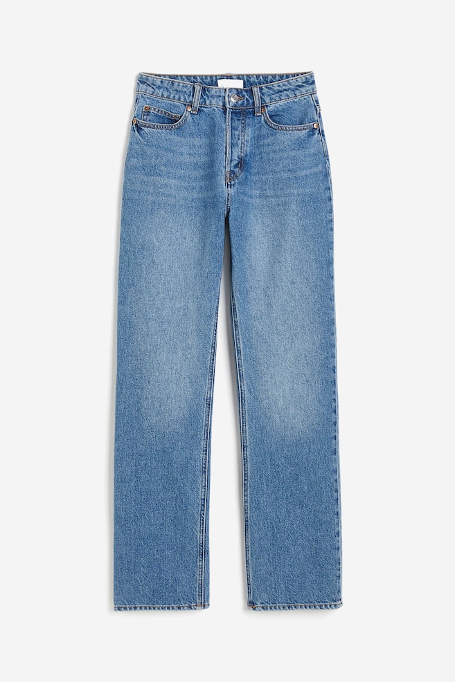 Straight High Jeans - Medium denimblå/Sort/Washed out/Denimblå/Lys denimblå/Sort - 2