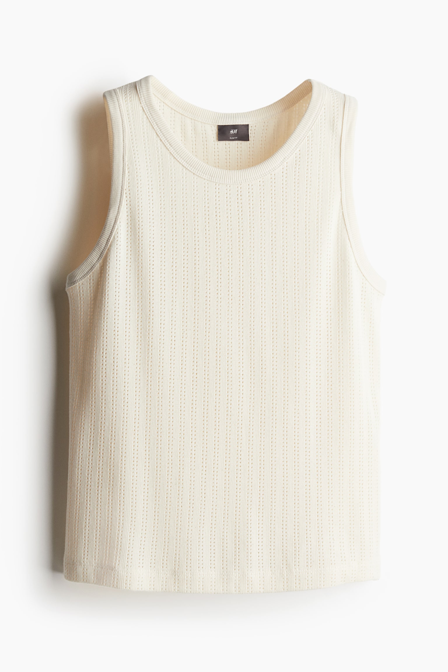 Slim Fit Pointelle jersey vest top - Cream - 1