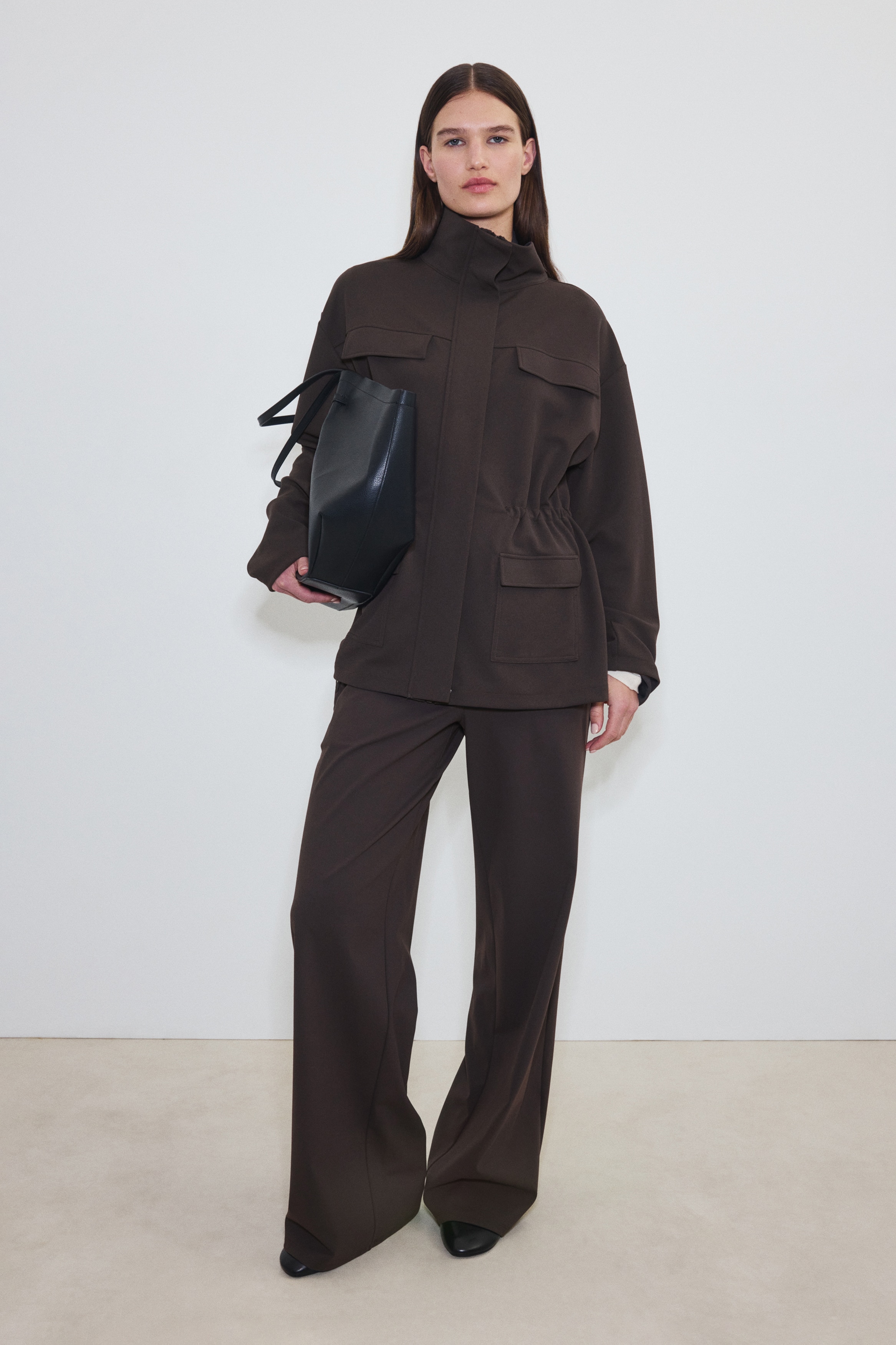 Wijde four-way stretch broek - Donkerbruin/Zwart/Grijs/Lichtbruin