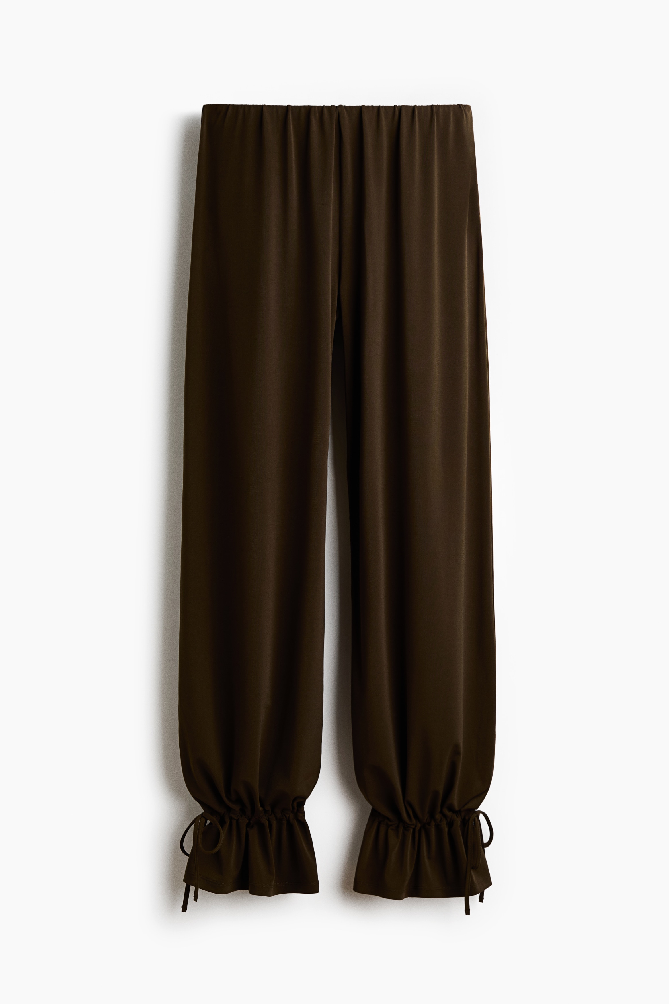 Tie-detail balloon trousers - Dark khaki green/Black