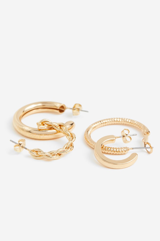 9 pairs hoop earrings - Gold-coloured - 2