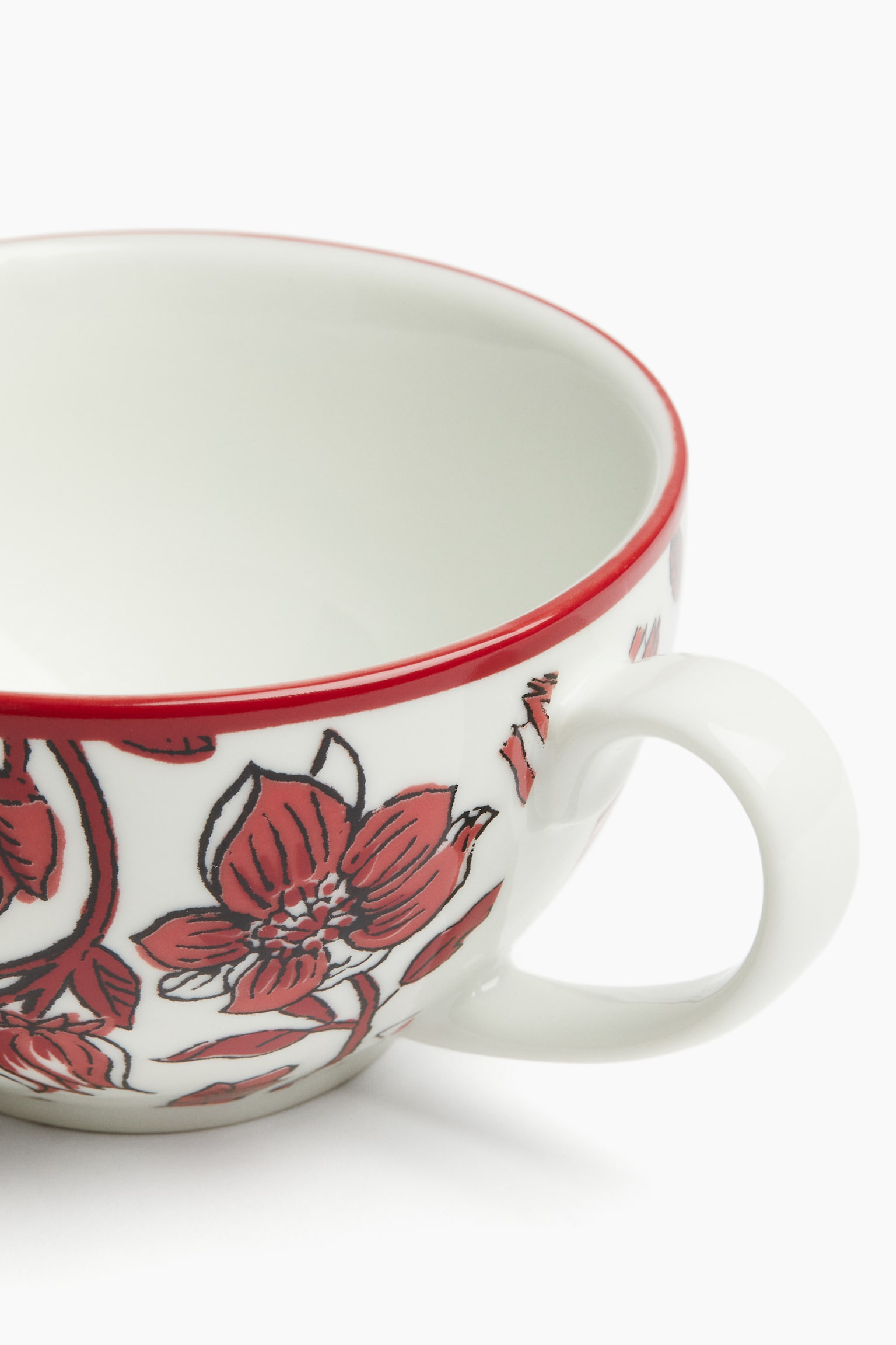 Porcelain cup - Red/Floral - 2