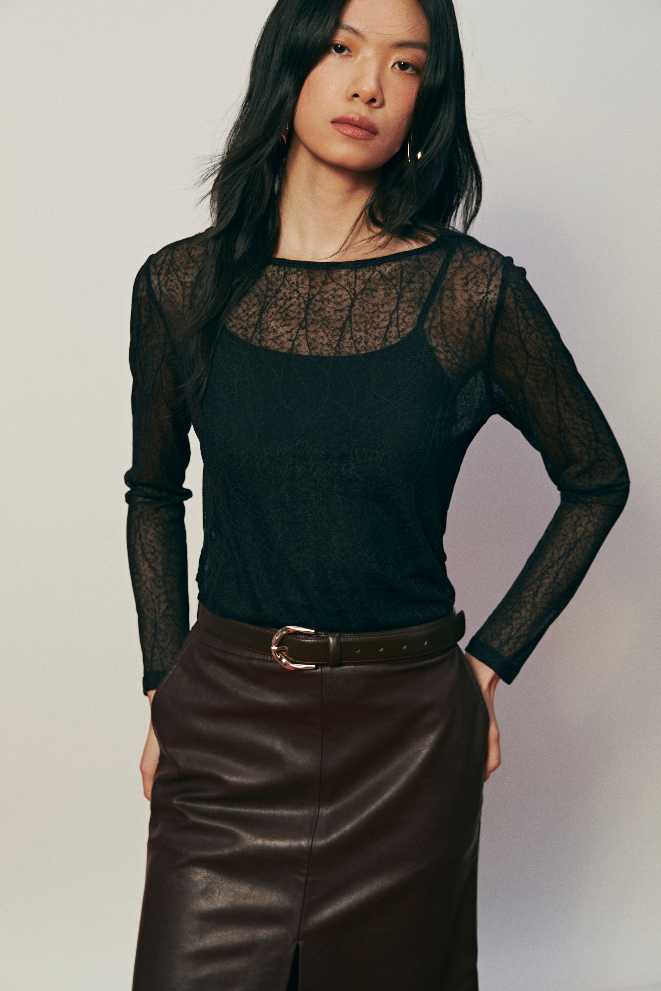 View larger image: Draped lace top - Black - Ladies | H&M PH 2