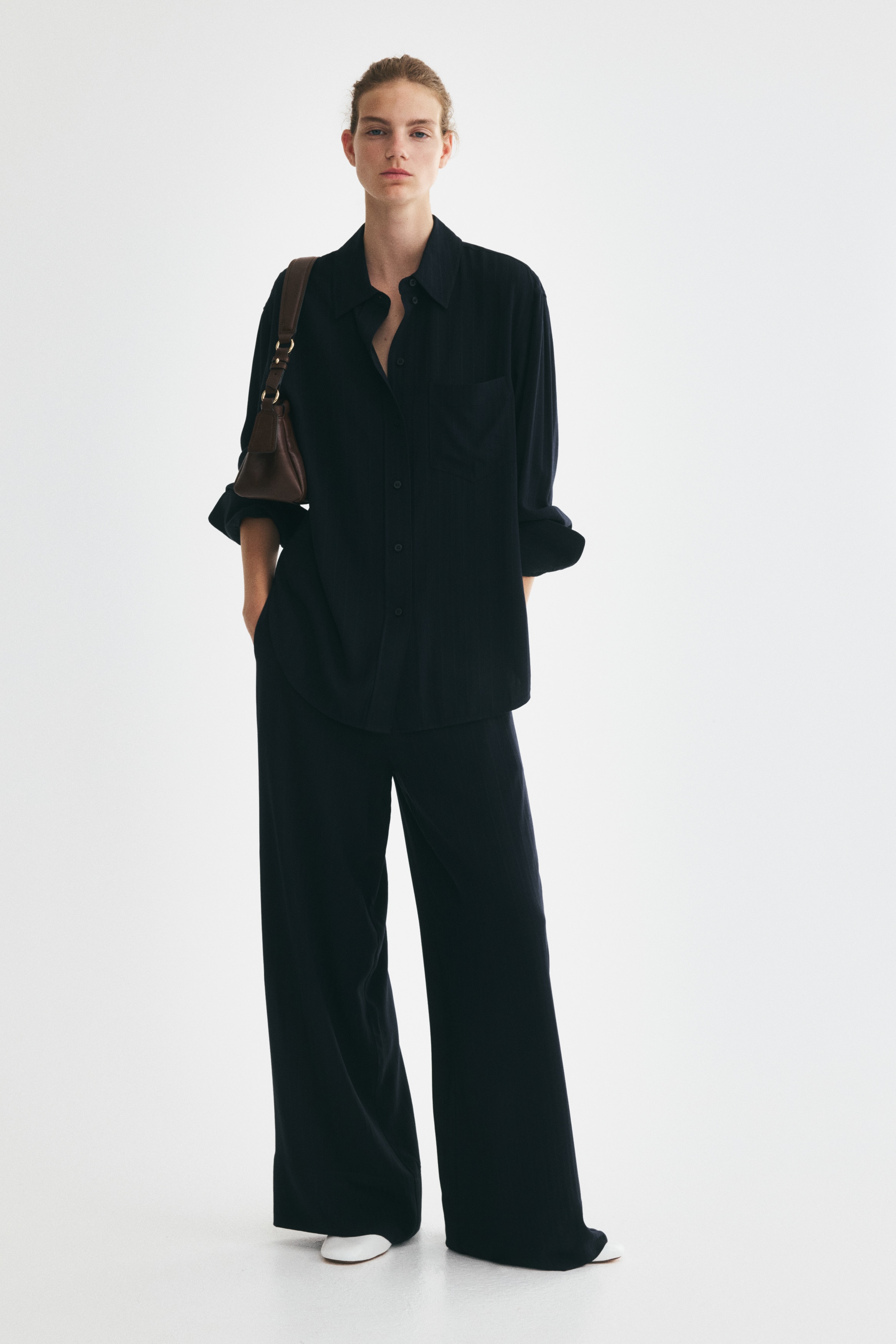 Viscose broek - Loose Fit - Navy blue