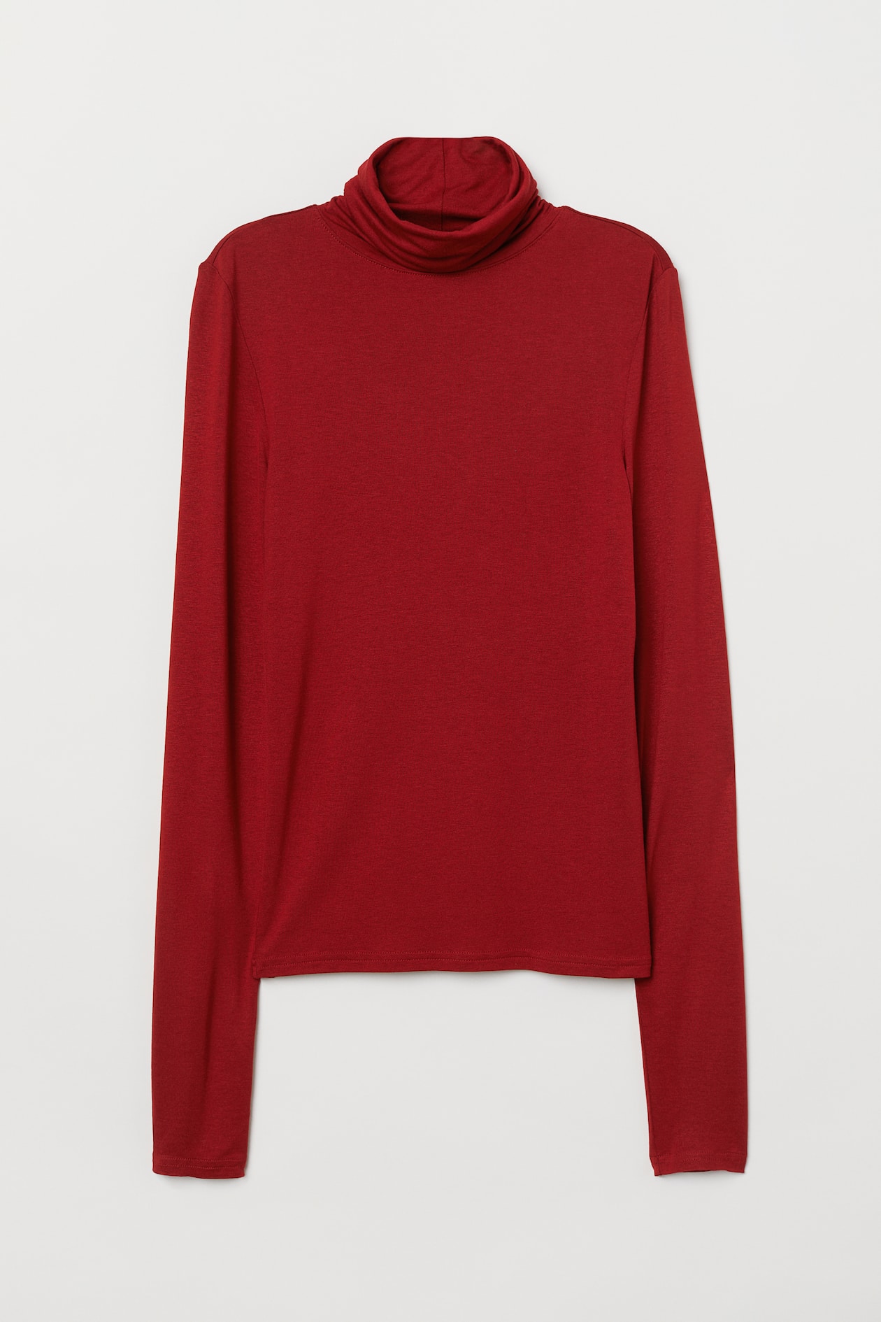 Jersey Turtleneck Top - Turtleneck - Long sleeve - Dark red - Ladies ...