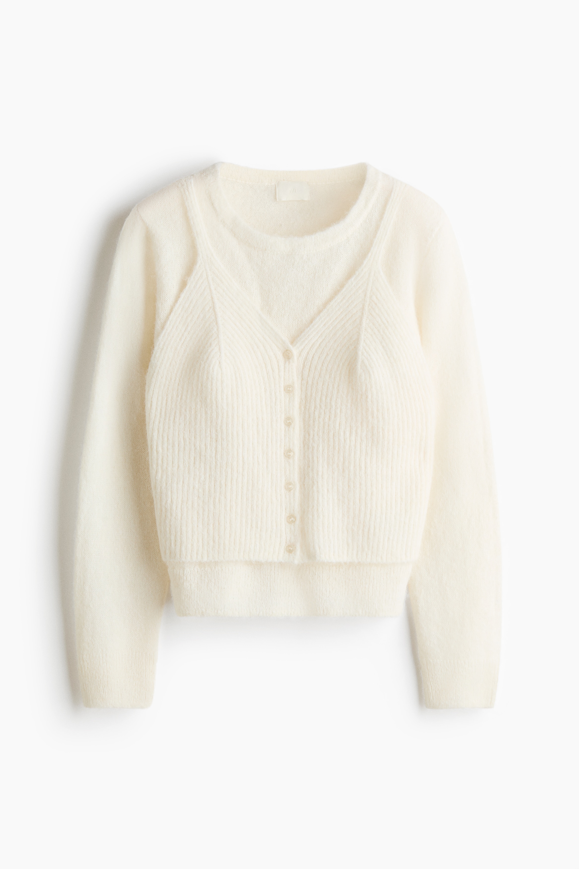 Layered knitted jumper - Cream