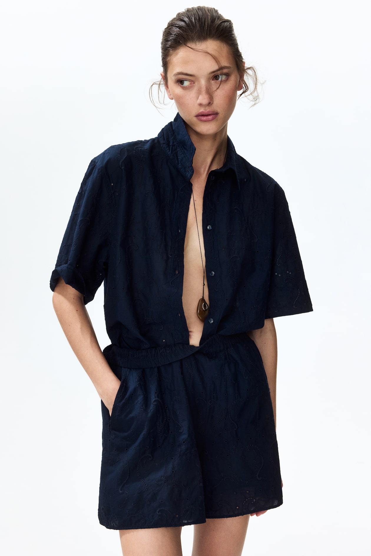 Eyelet-Embroidered Cotton Shorts - image 2
