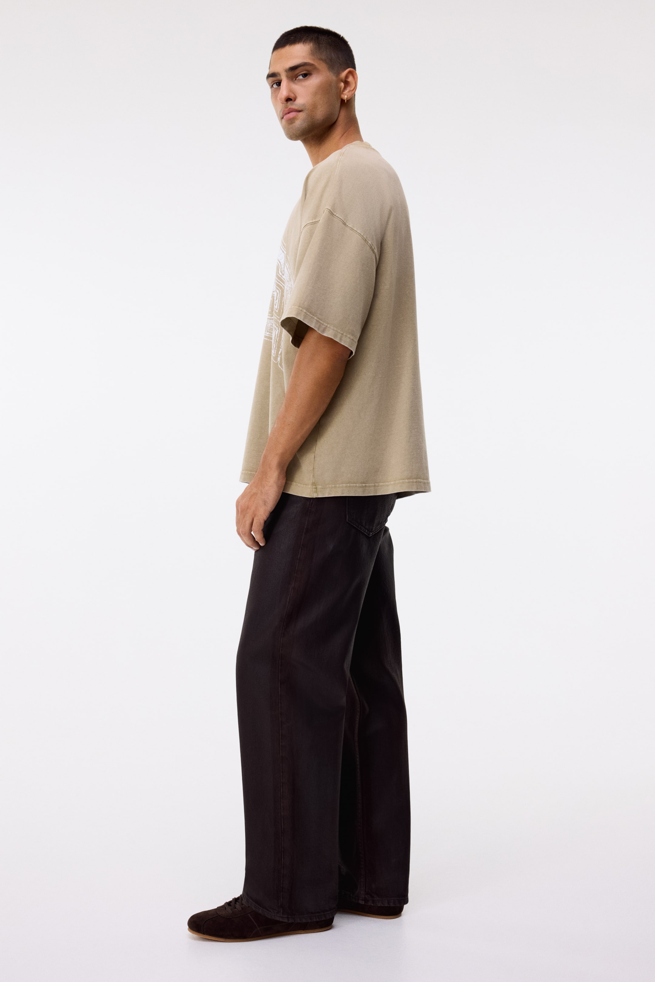 View larger image: Oversized-Fit T-Shirt - Dark beige/Sunset | H&M US 2