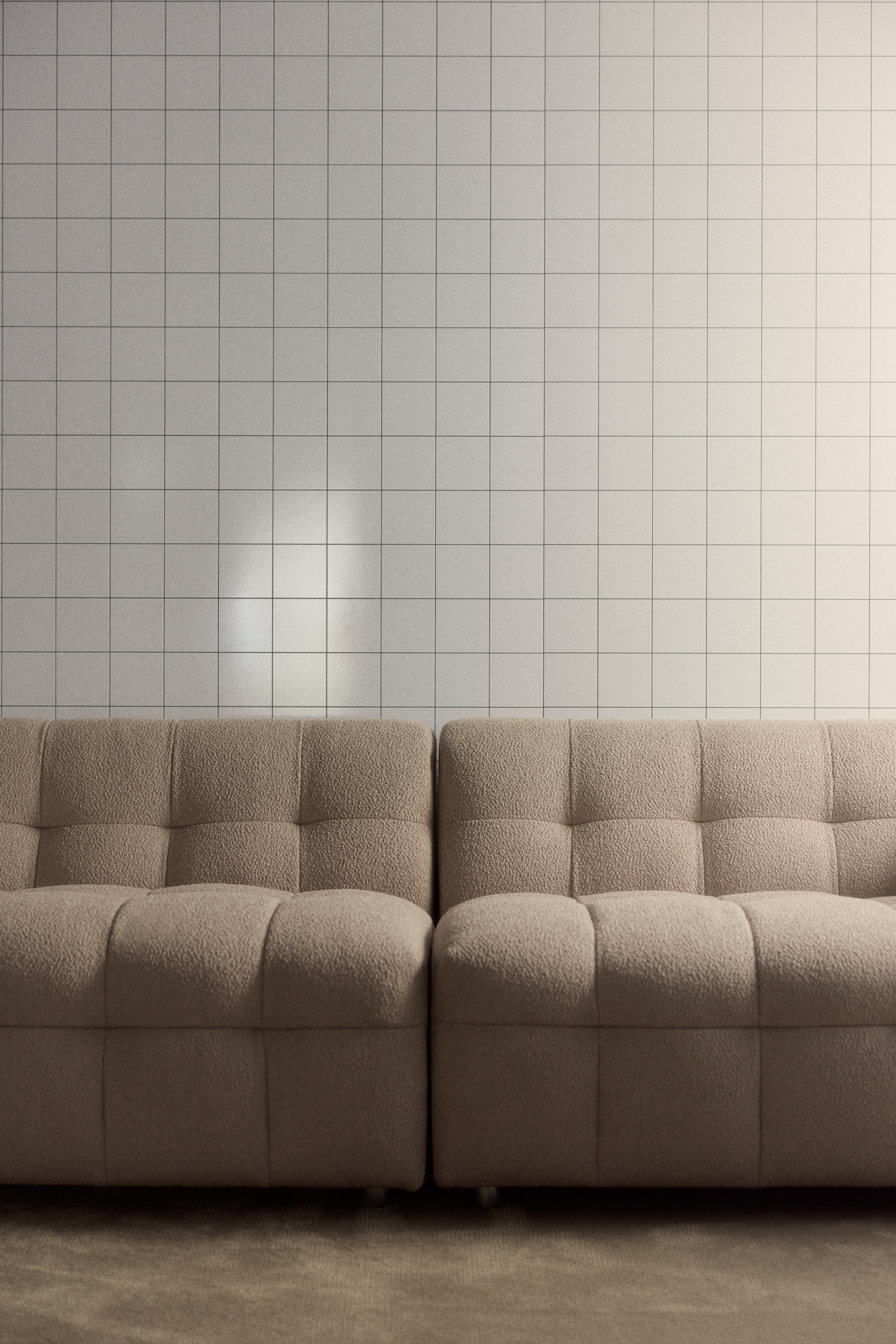 Canapé 3 Places En Bouclé - Beige