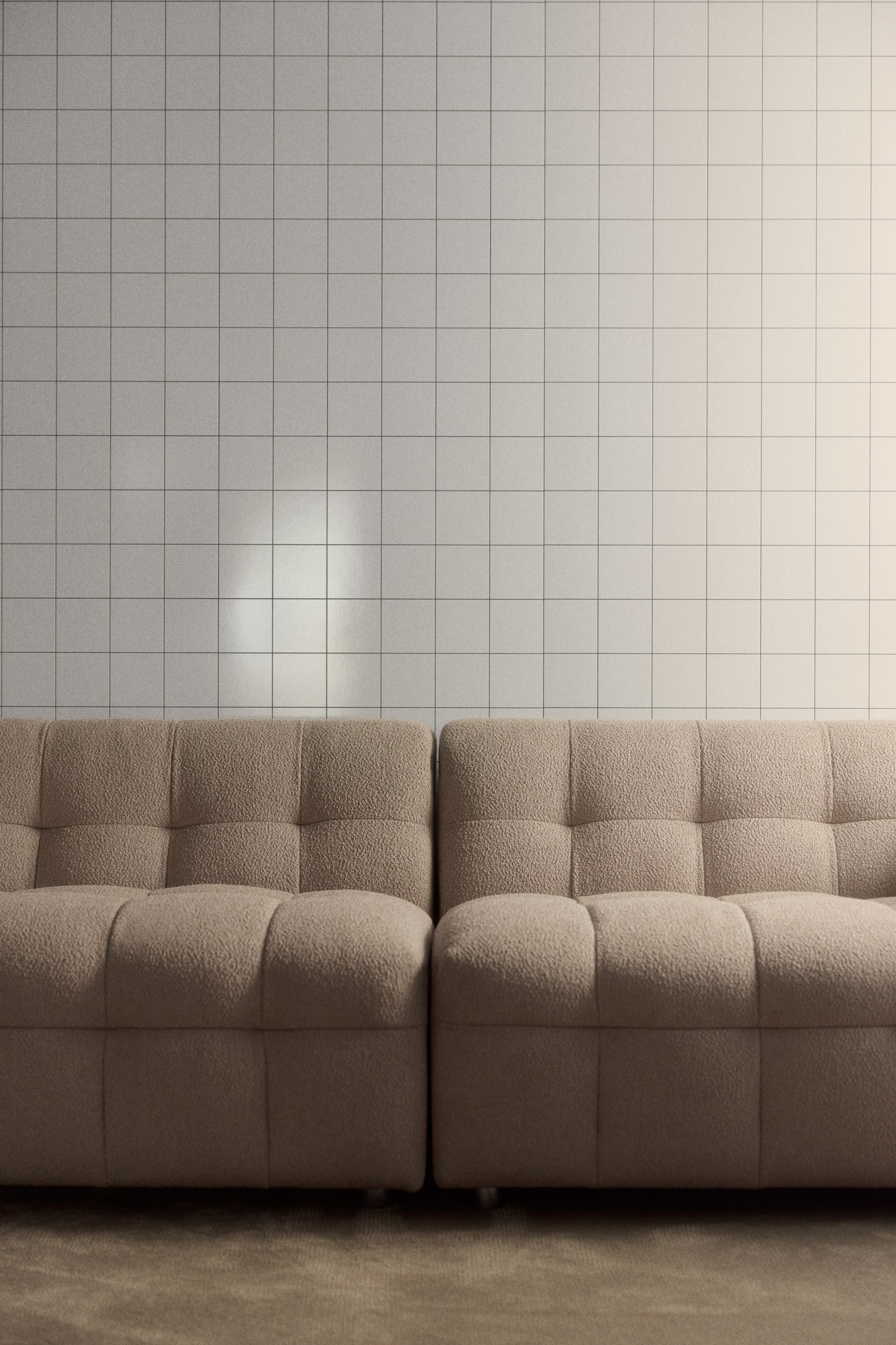 Se større billede: Bouclé 3-personers Sofa - Beige - H&M HOME - Home All | H&M DK 1