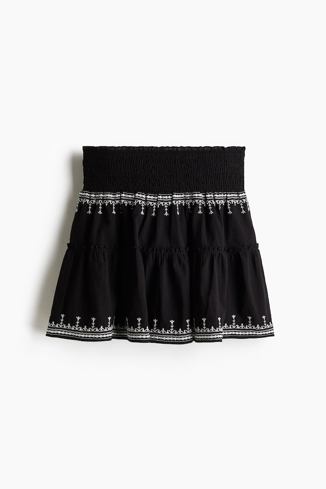 Embroidered cotton skirt - Black/Patterned - 1