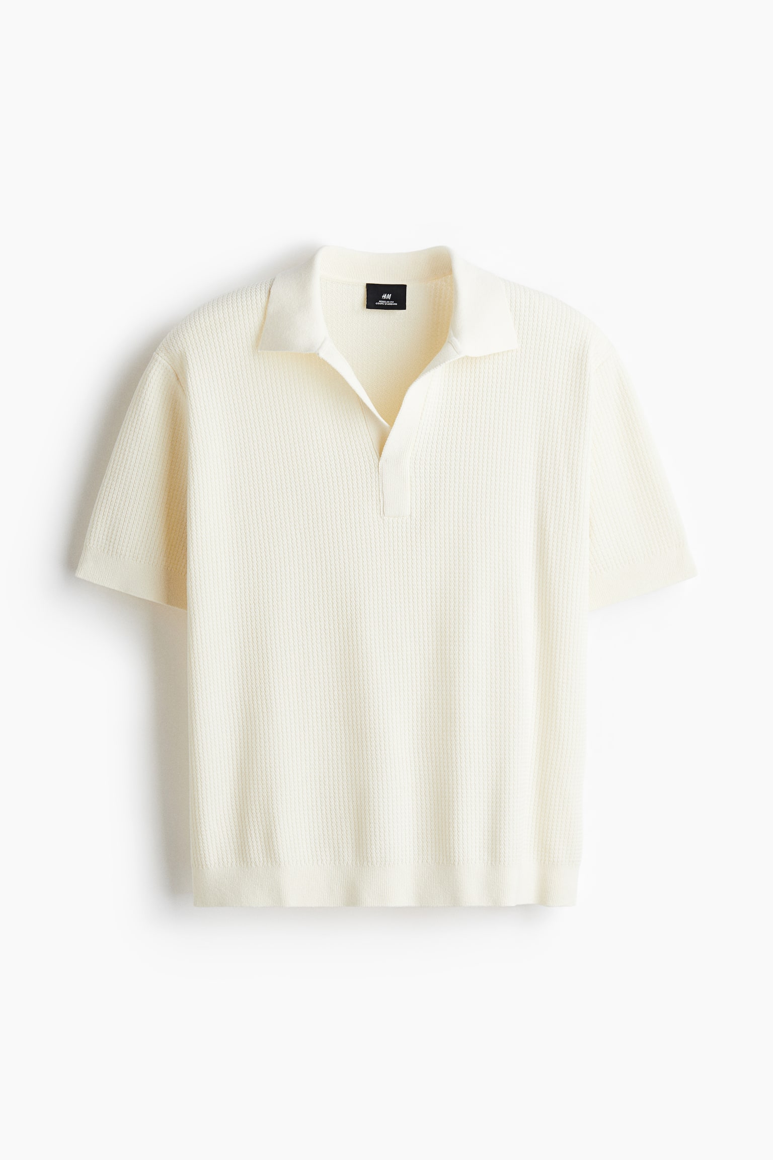 Regular Fit Knitted polo shirt - 奶油色/深米色/深咖啡色 - 1