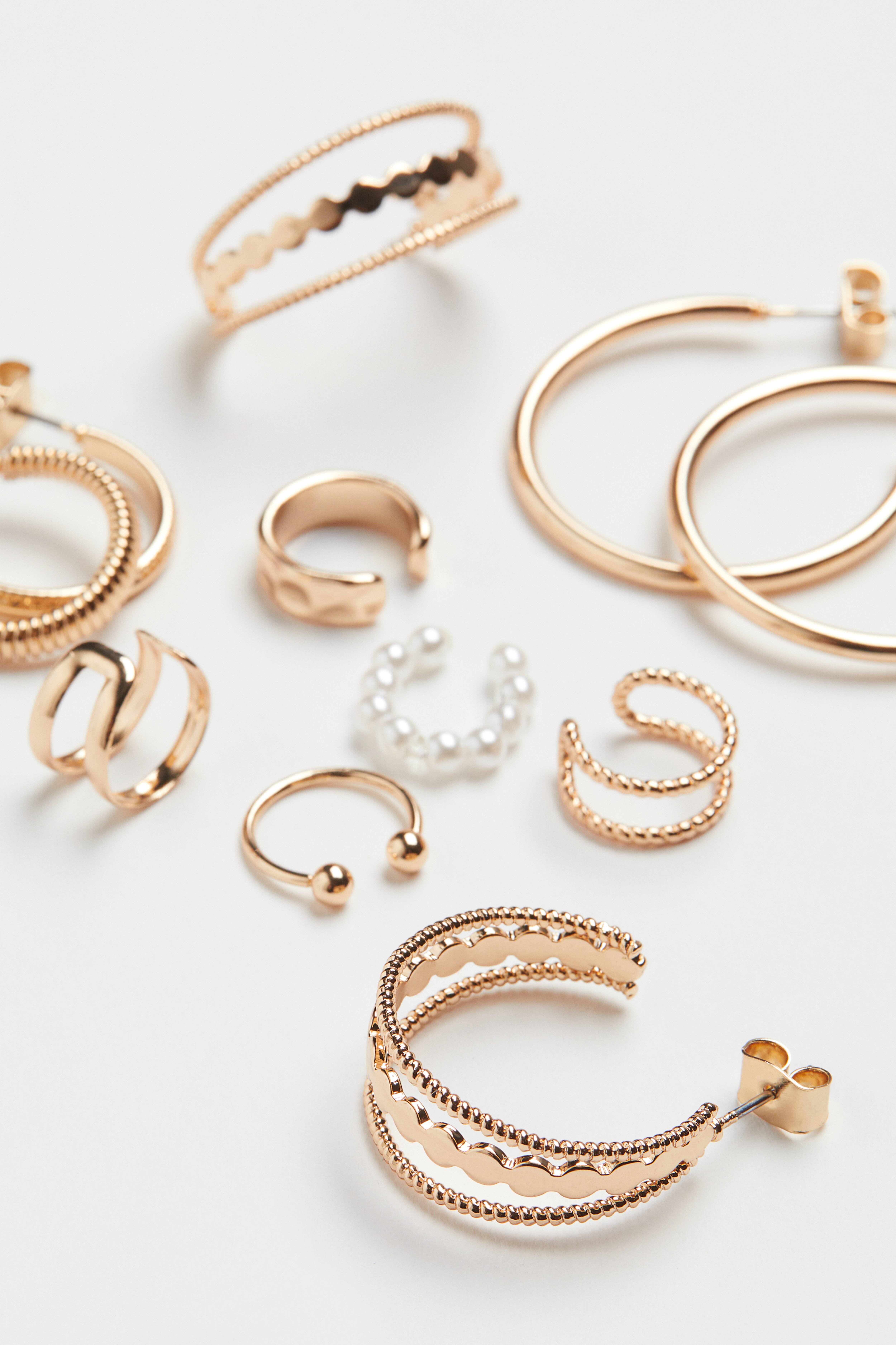 FUNRUN JEWELRY Set Di 6 Paia Orecchini A Cerchio Non Piercing, Oro E Argento, Grossi, Regolabili, Per Donna