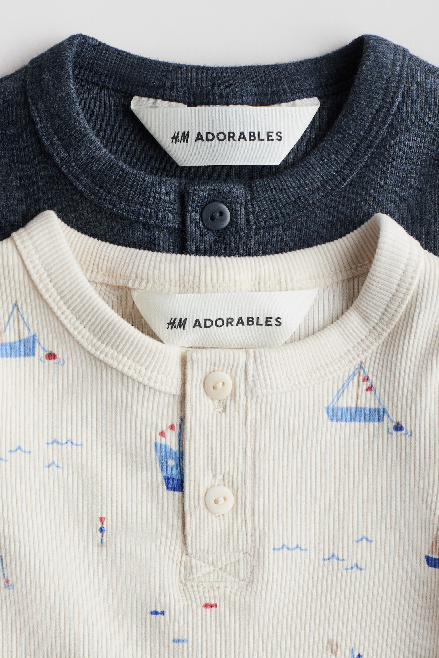 2-pack farfarströja i bomull - Marinblå/Båtar/Khakigrön/Gråmelerad/Ljusblå/Randig - 2