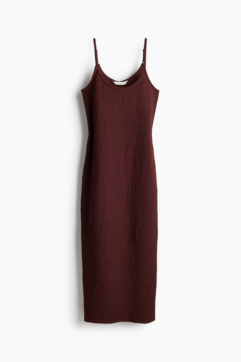 Crinkled jersey dress - Dark brown Crinkled jersey dress - Dark brown
